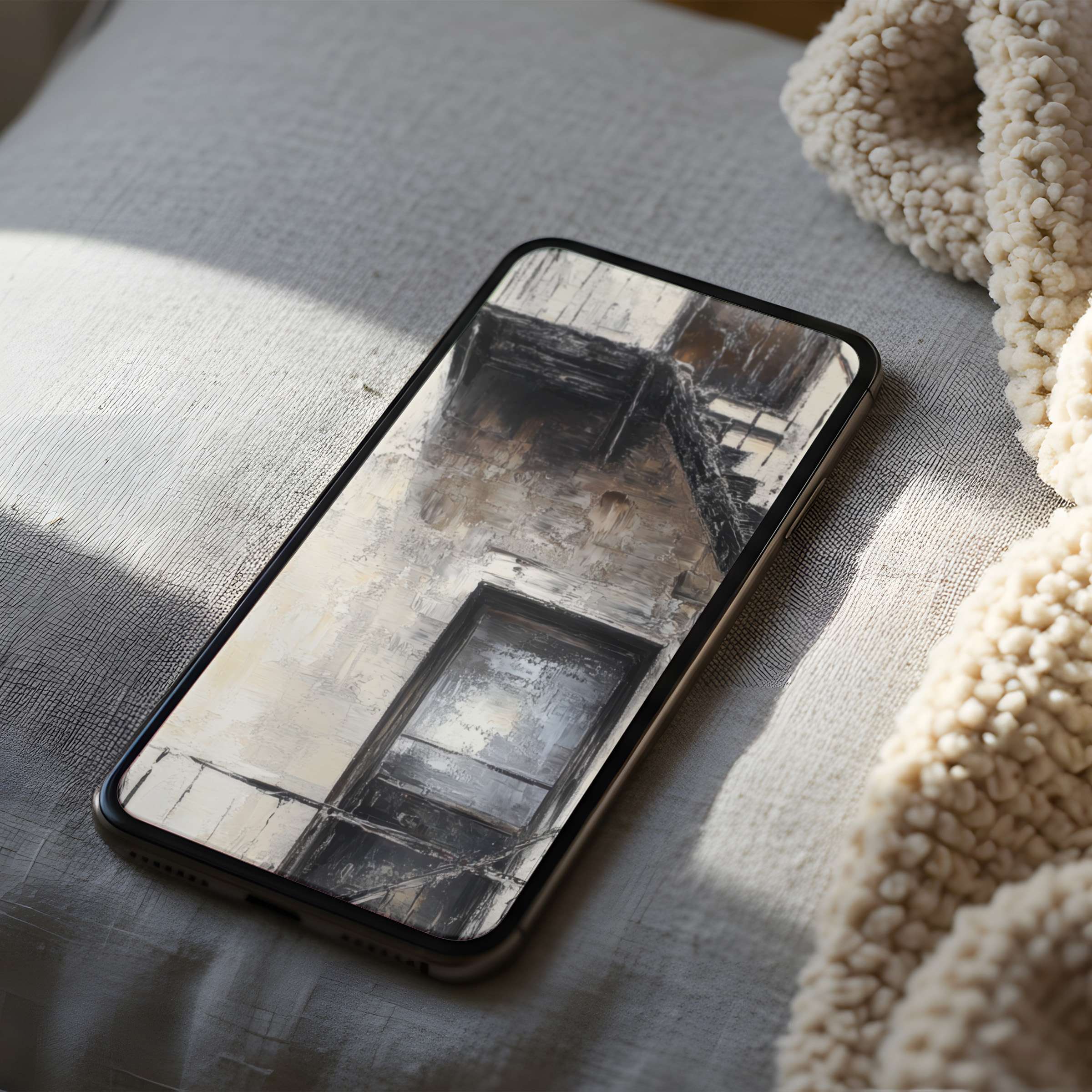 Elegant abstract architecture phone wallpaper in subtle earth tones offers calm vibes, perfect for high resolution iPhone or Android use