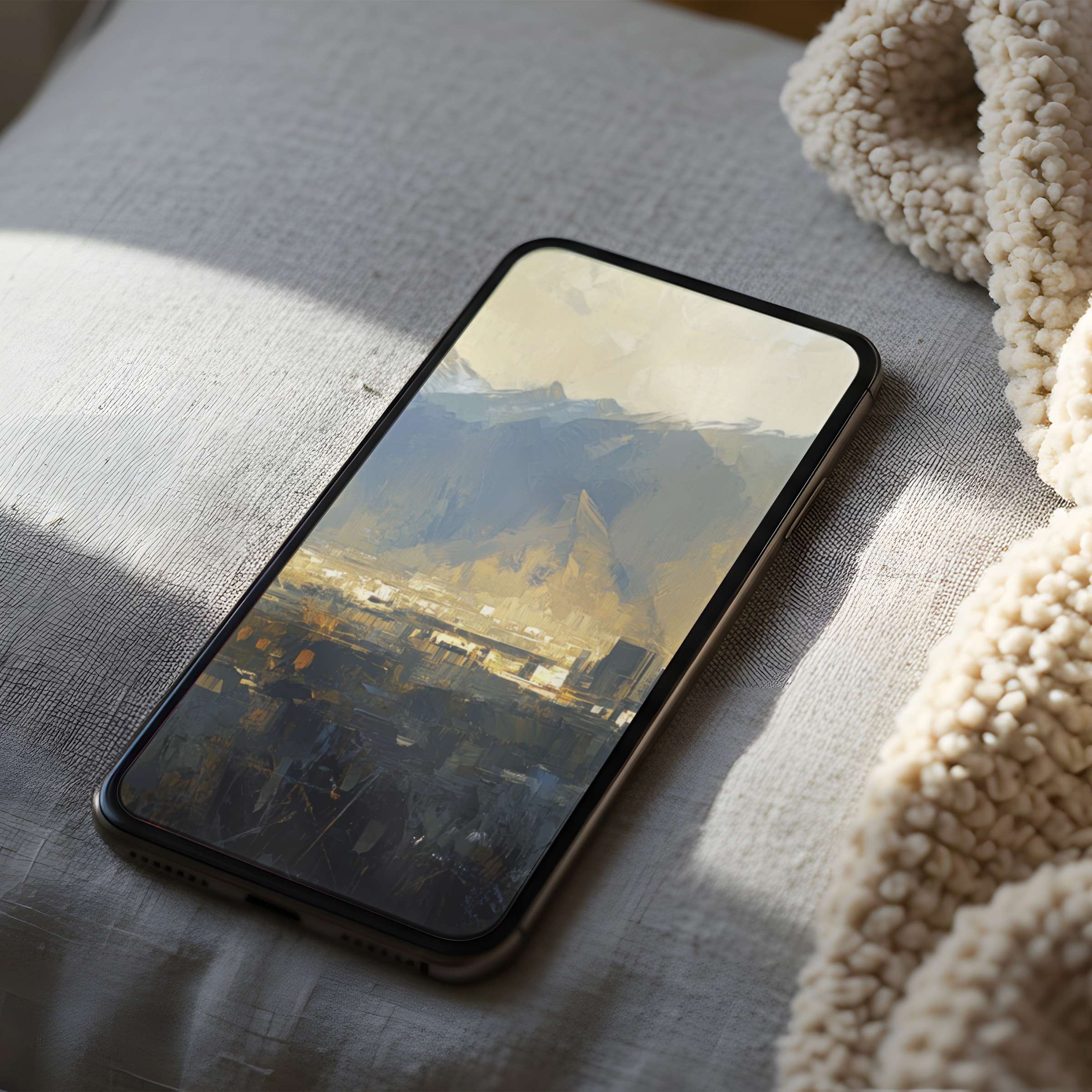 Elegant landscape phone wallpaper in soothing earth tones enhances your iPhone or Android, offering a serene digital escape