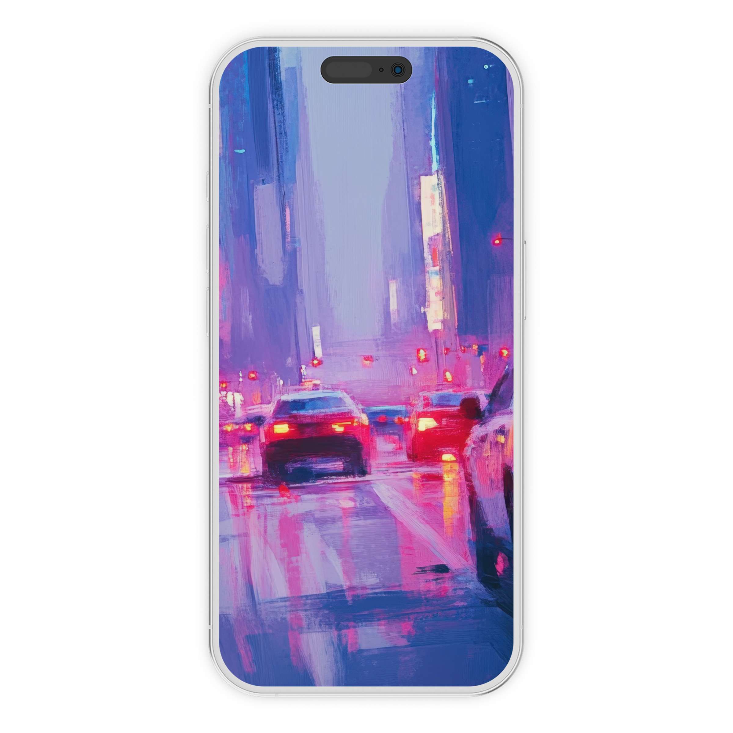 Vibrant urban art iPhone wallpaper features a digital download of neon city streets, perfect phone background for modern aesthetics