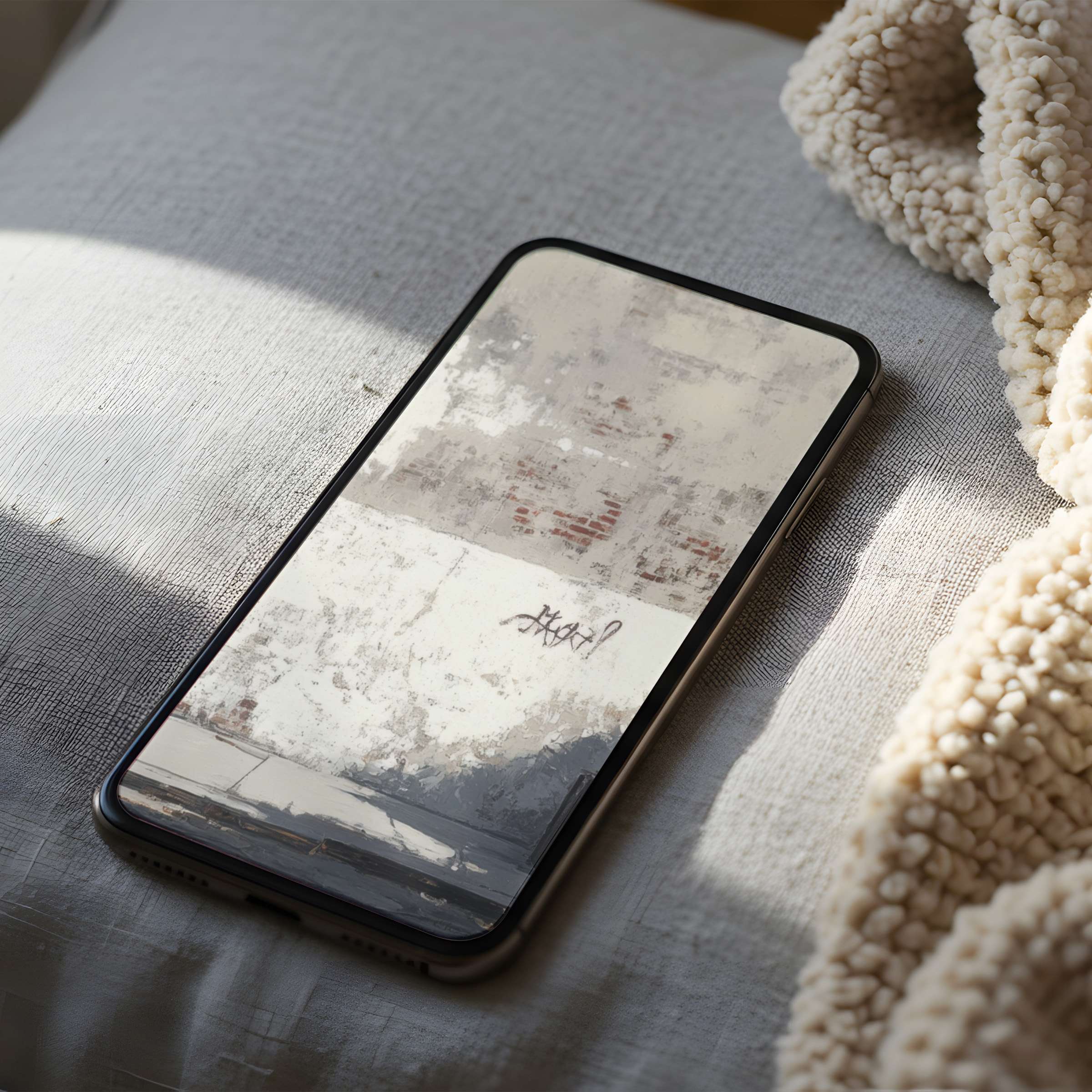 Elegant phone wallpaper featuring rustic textures and muted tones, perfect for iPhone or Android, offering serene digital art download