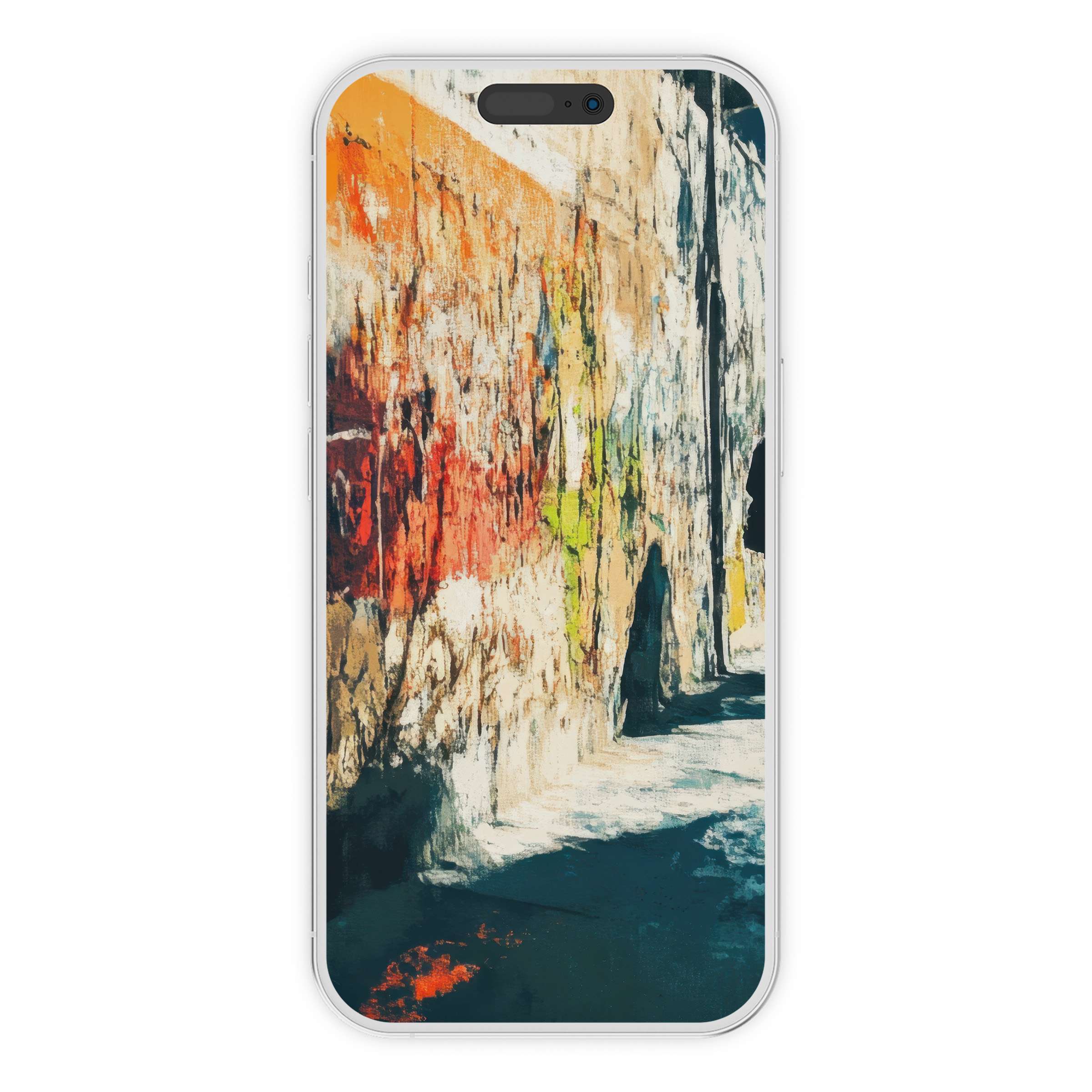 Urban art iPhone wallpaper with vibrant graffiti textures sets a calming phone background suitable for digital download on any device