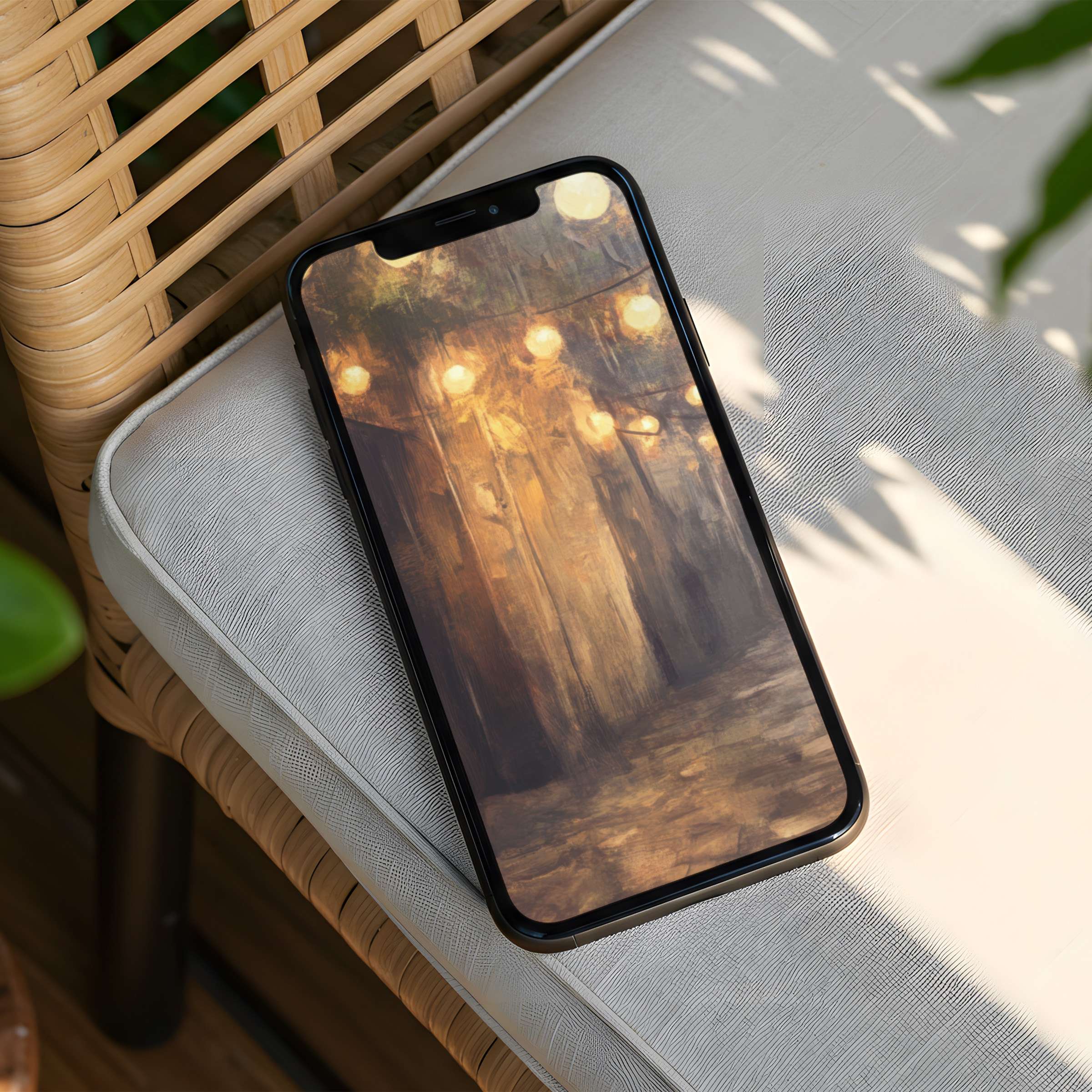 Warm glowing lights create a serene iPhone background for instant download inspiring calm and elegance on any phone screen