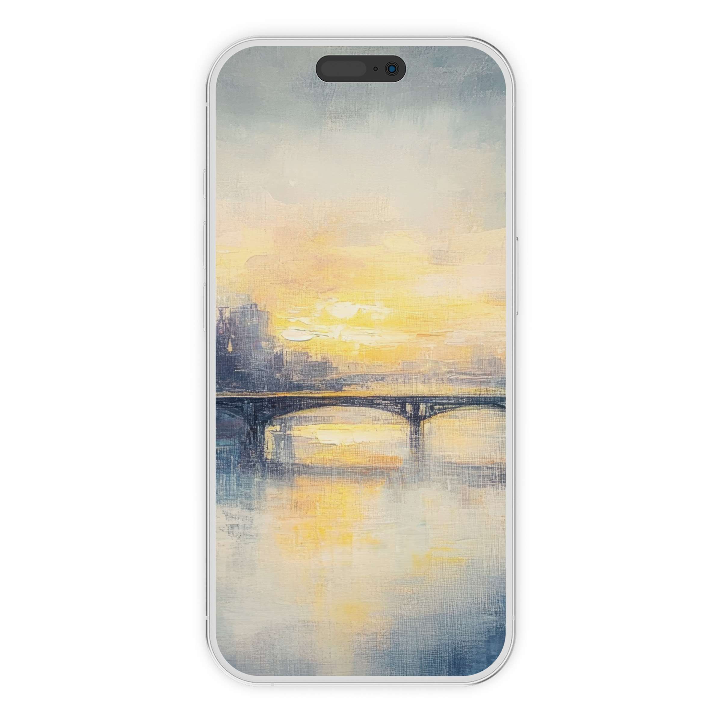 Urban art iPhone wallpaper featuring a soft pastel bridge at sunrise evokes tranquility and elegance ideal for phone background digital download