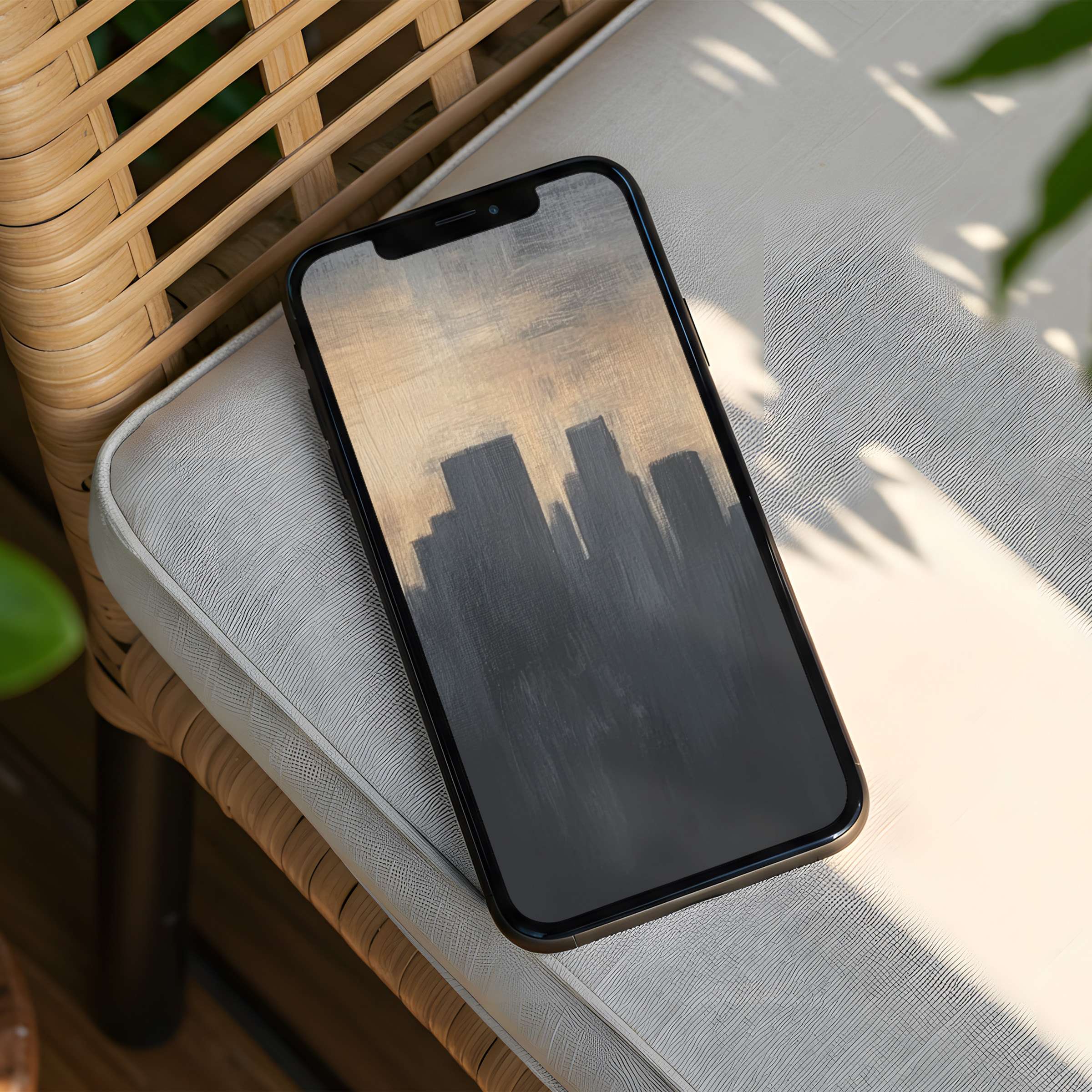 Elegant cityscape iPhone background with soothing tones offers instant download for your phone, blending calm and inspiration