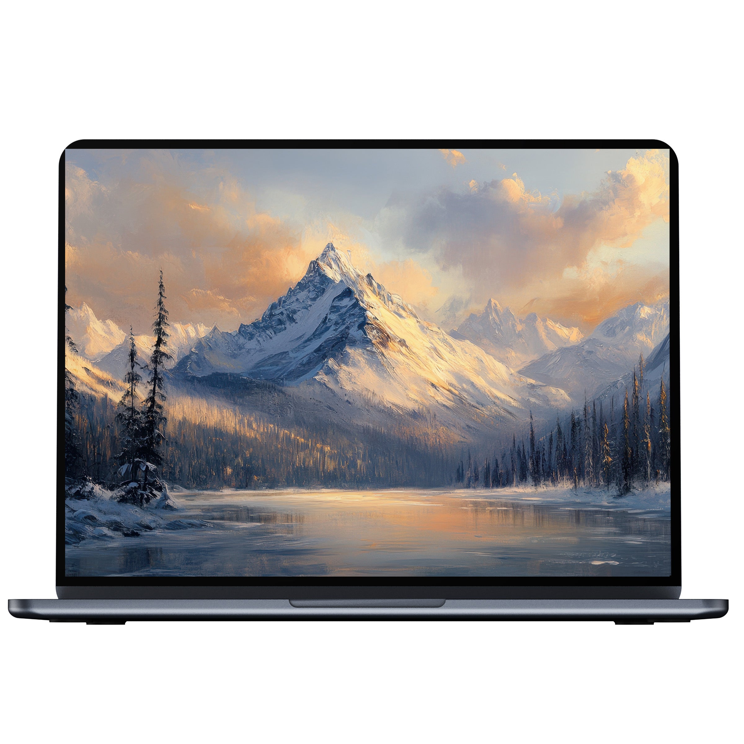 Vintage desktop wallpaper depicting a serene mountain scene at sunset, perfect for digital download to enhance your PC or laptop ambiance