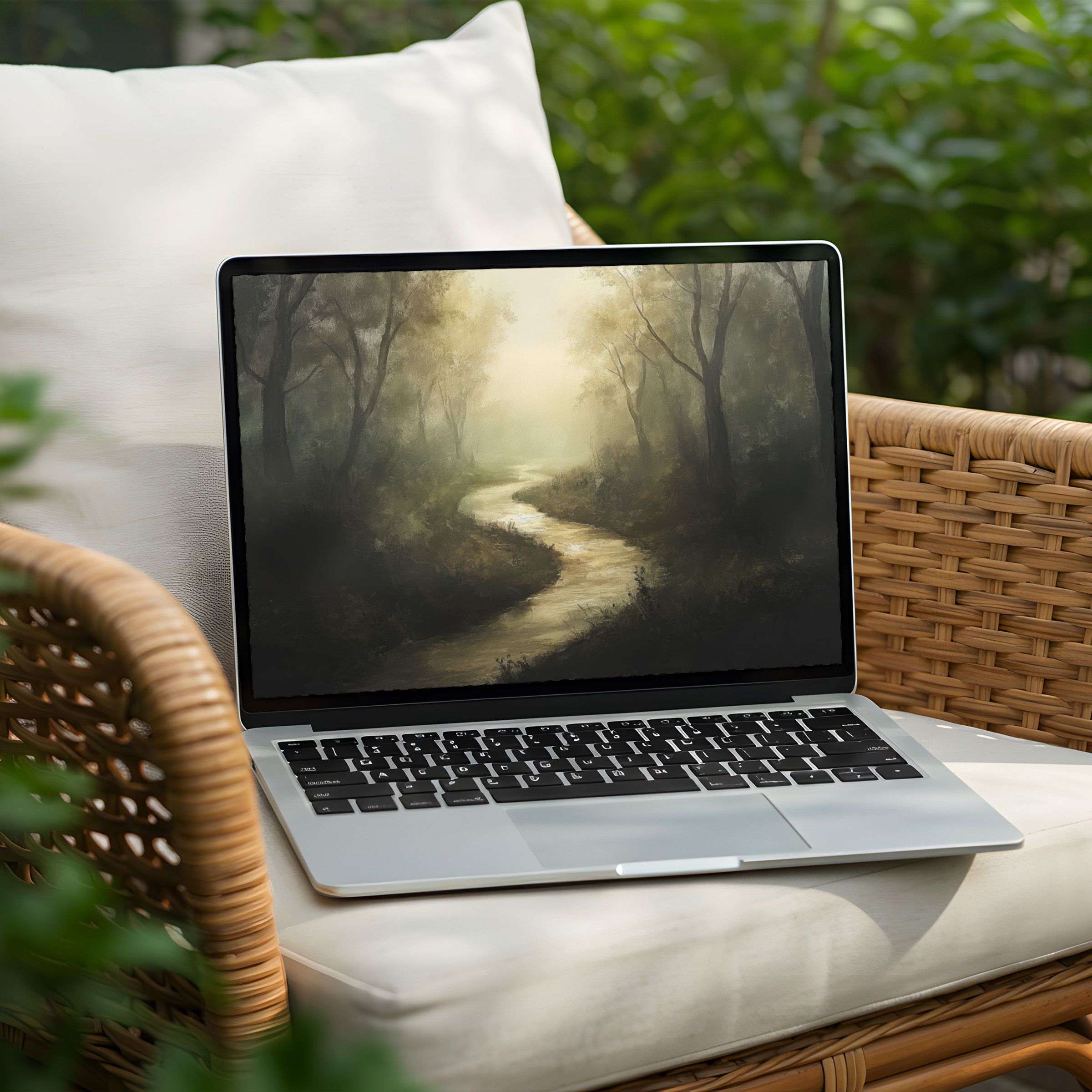 Elegant forest scene desktop background for PC and Laptop instant download calming oasis inspiring mindful productivity