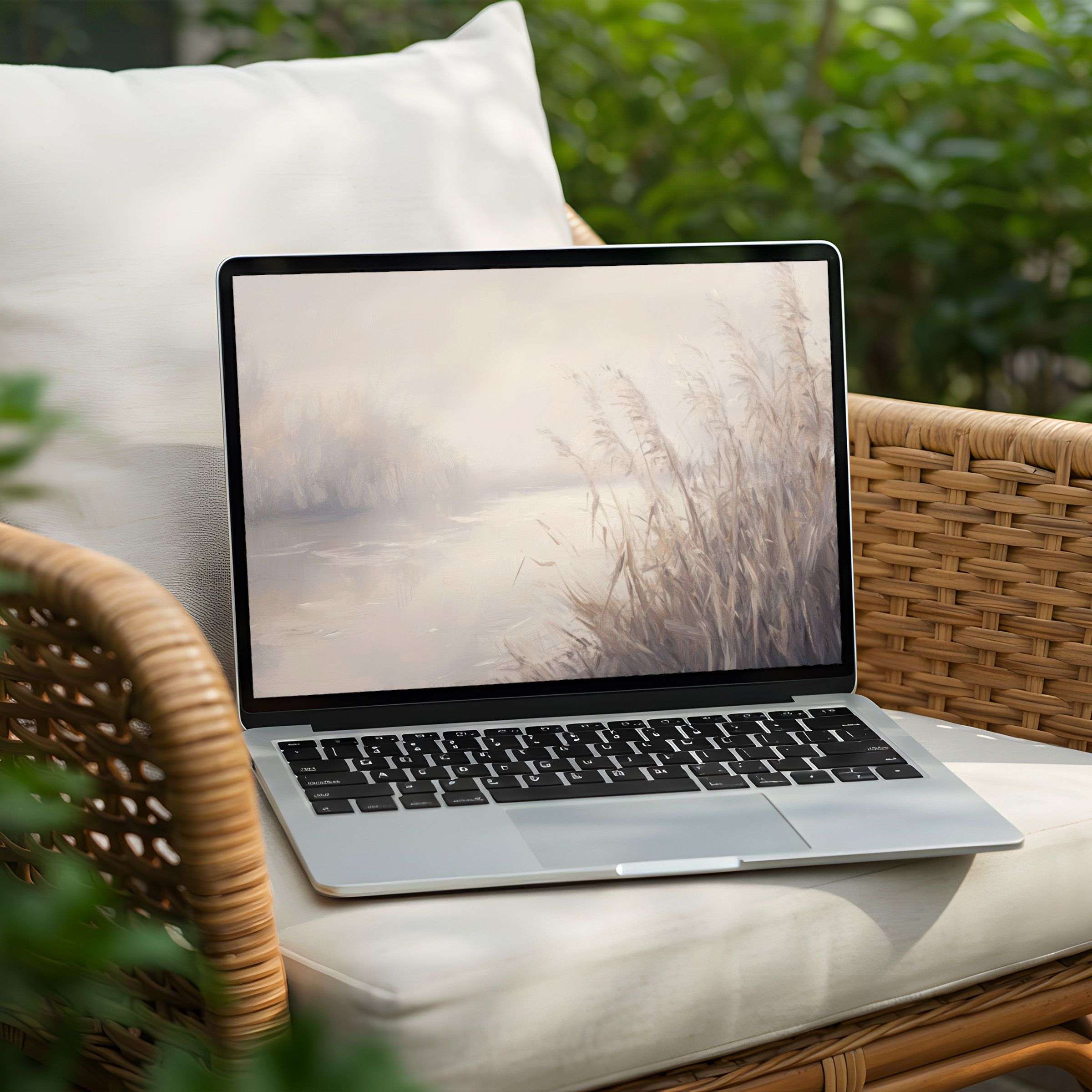 Serene landscape desktop background for PC and Laptop instant download inspires elegance and mindfulness through calming earthy tones