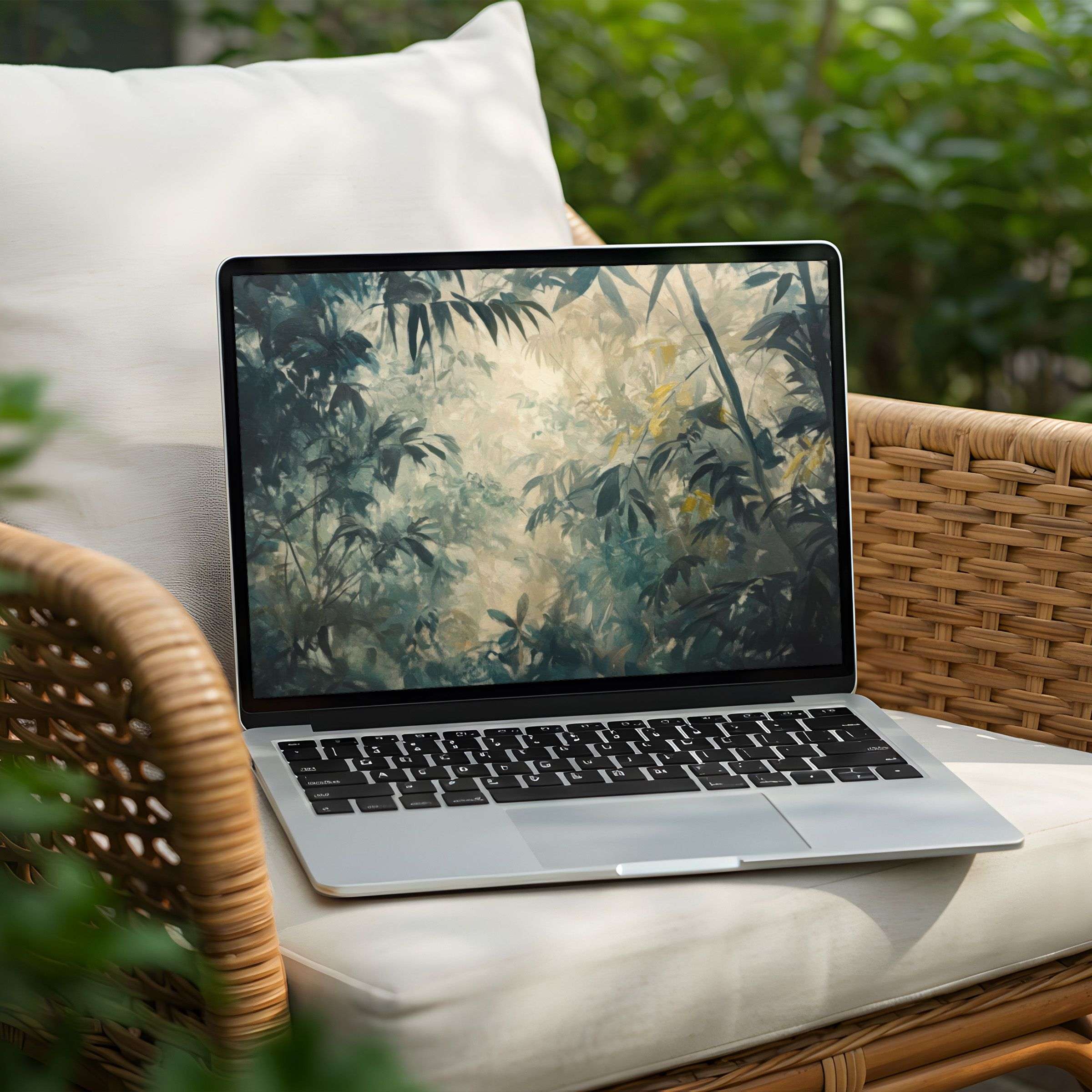 Elegant desktop background for your PC or laptop, an instant download to inspire mindfulness with calming forest shades