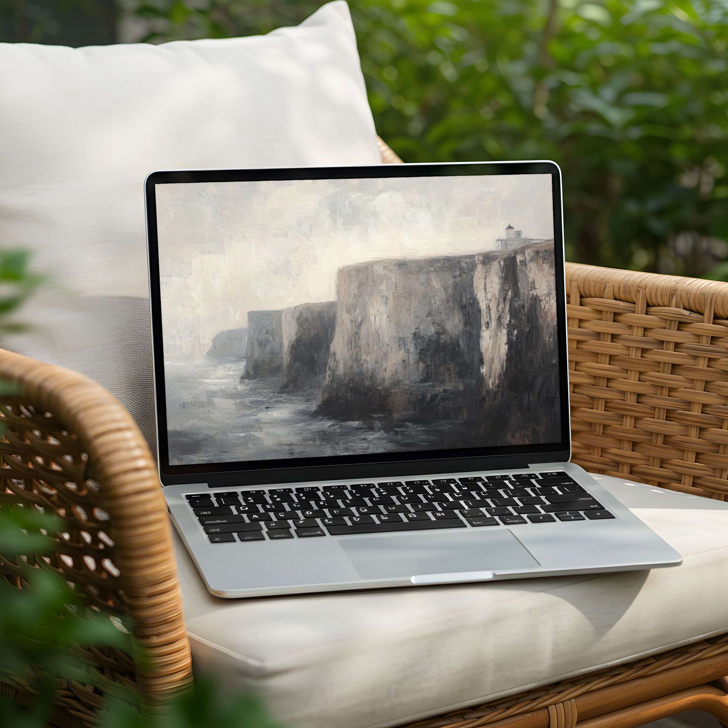 Inspire calm with this elegant, abstract coastal desktop background for PC or Laptop, available for instant download