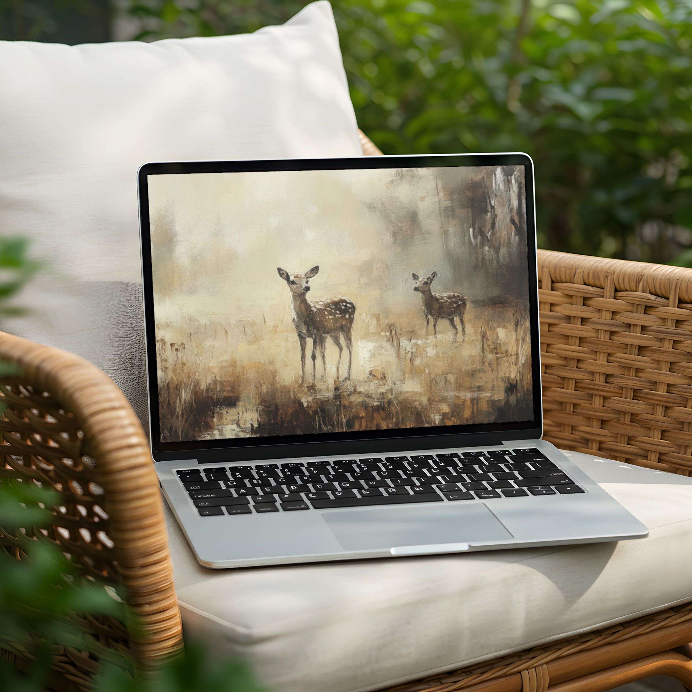 Calm your workspace with this elegant deer desktop background for PC or Laptop instant download to inspire mindfulness