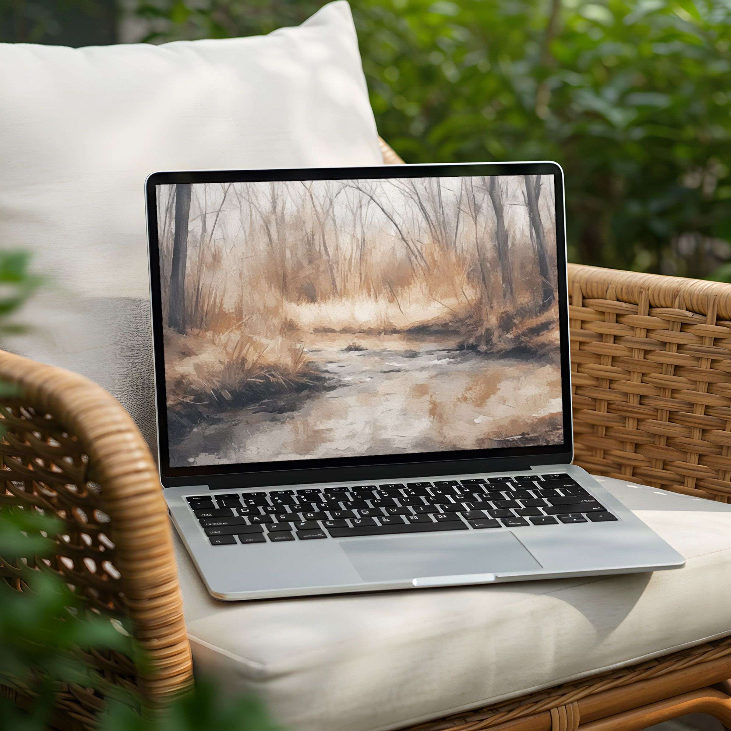 Tranquil forest-inspired desktop background for PC and Laptop instant download evokes calm and elegance perfect for mindful design