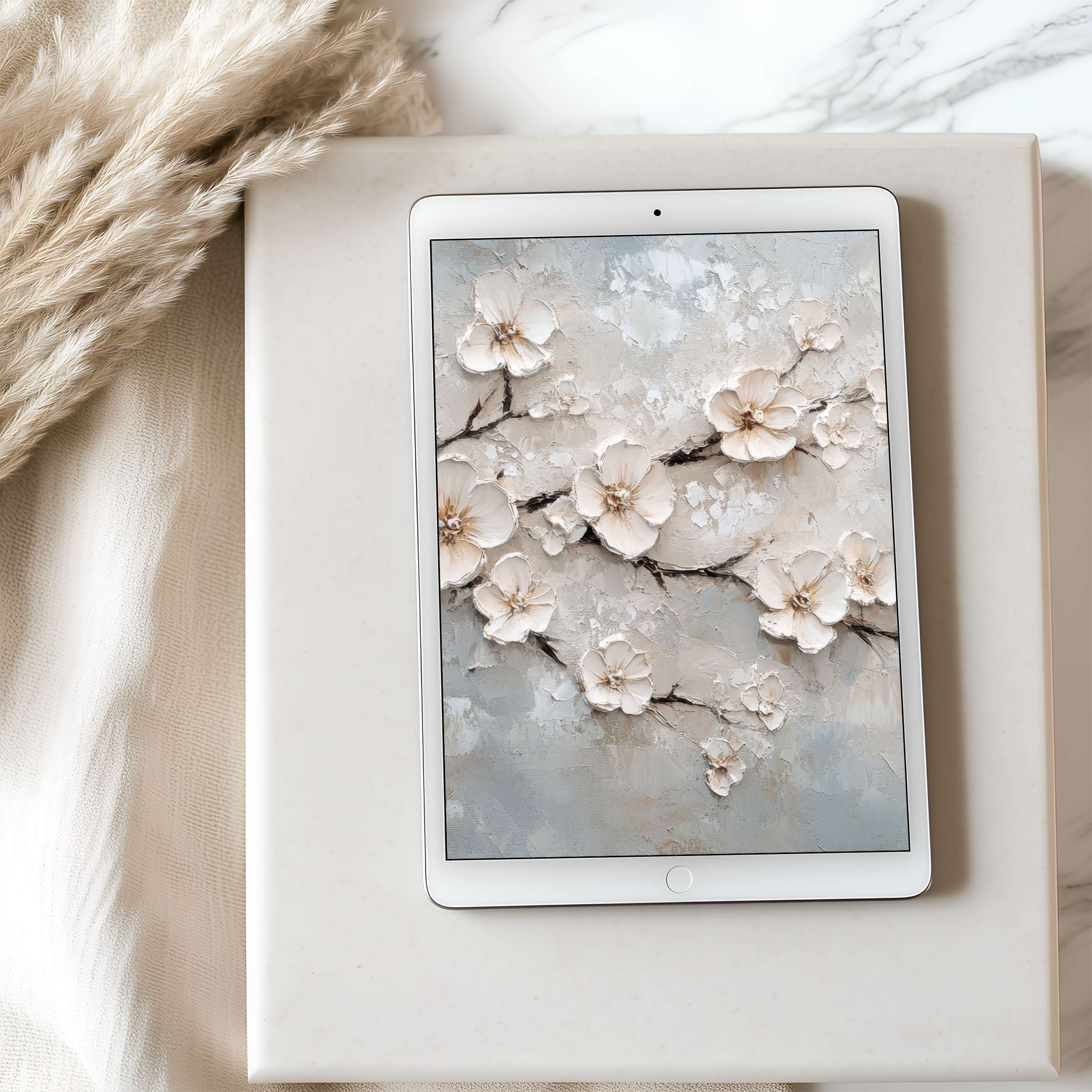 Elegant floral tablet wallpaper in high resolution for iPad or Android offers serene beauty in a curated digital download setting