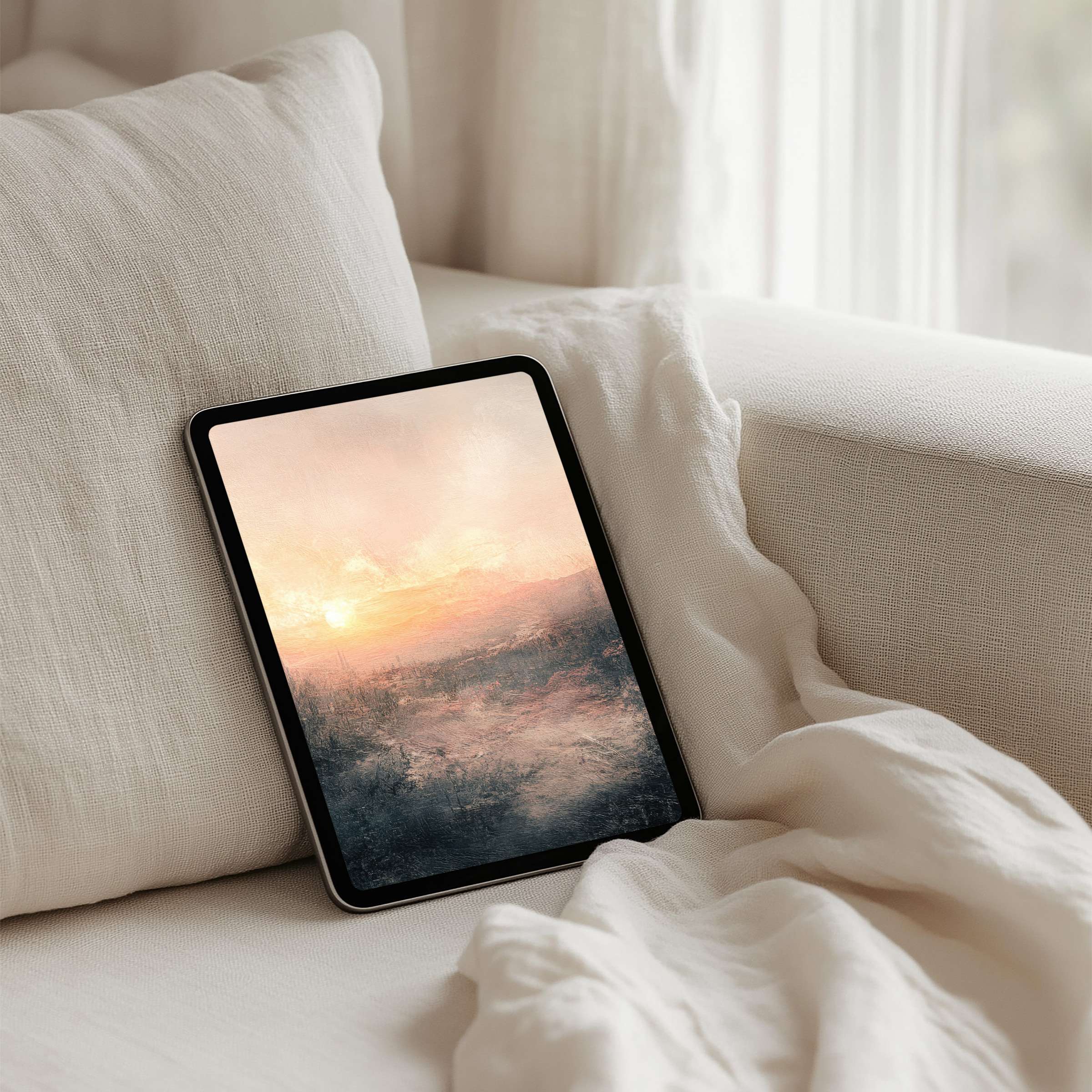 Soothing abstract landscape iPad background for tablets offers instant download inspiring mindfulness and elegance in calm settings