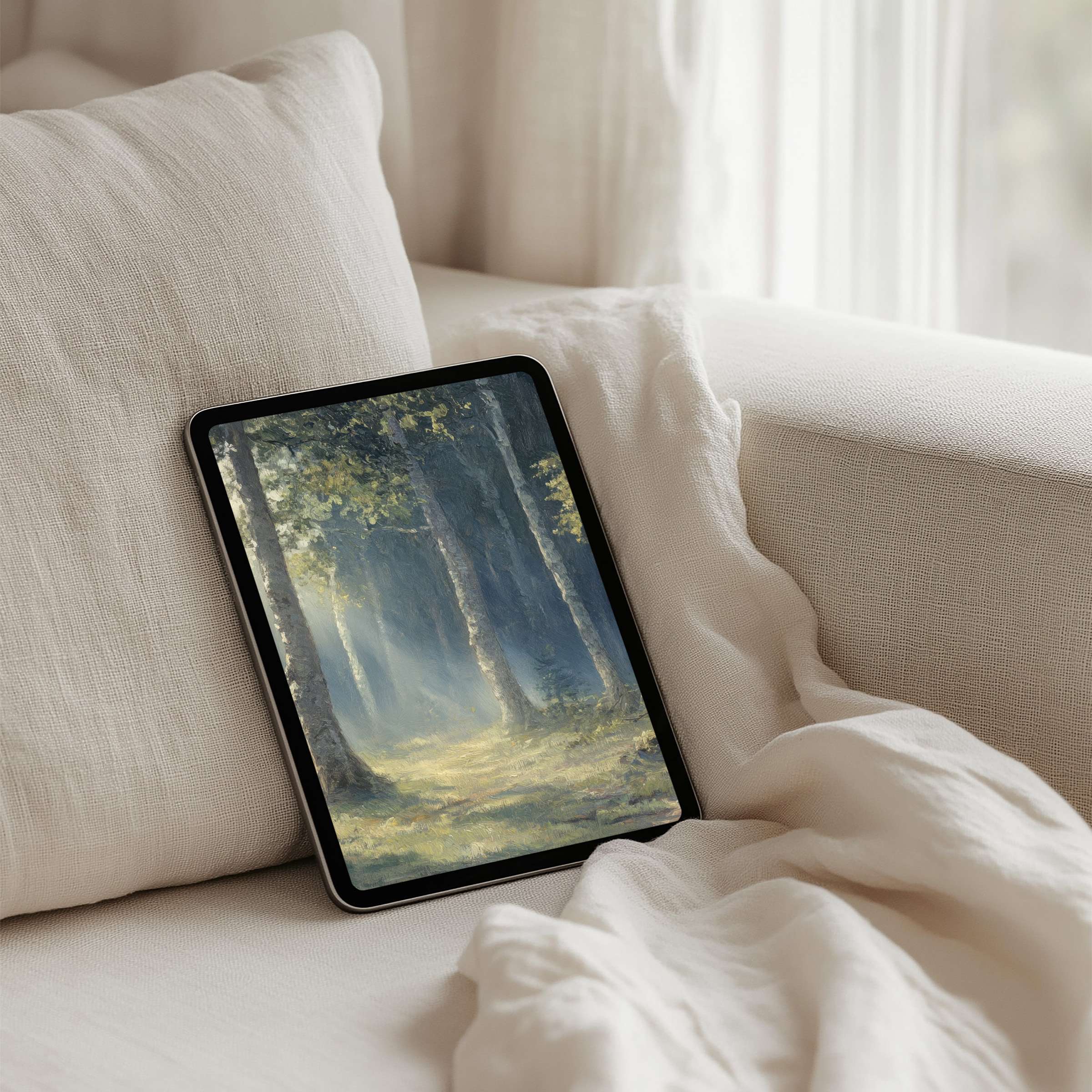 Elegant forest iPad background for instant download evokes calm and inspiration on any tablet, enhancing your serene space