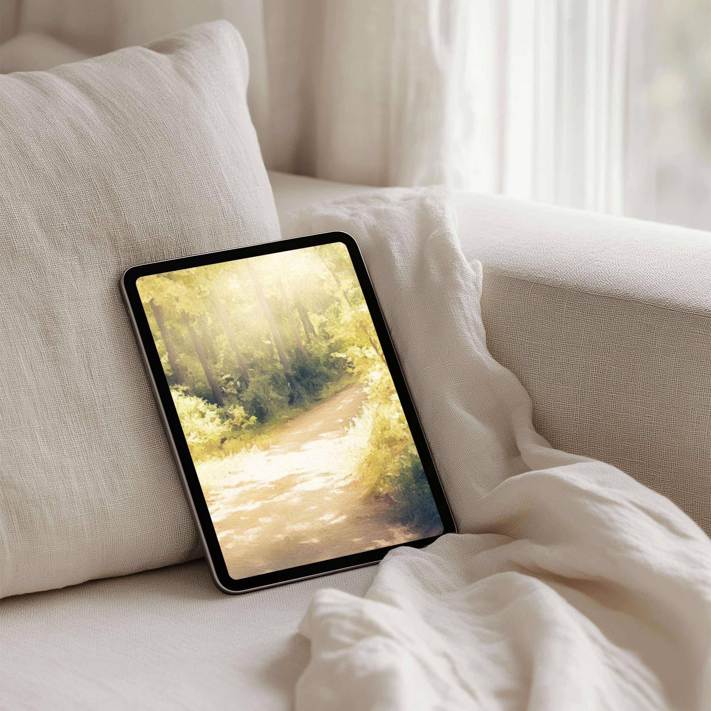 Elegant forest iPad background for tablet enhances calm and inspiration, with instant download for Android and Samsung devices