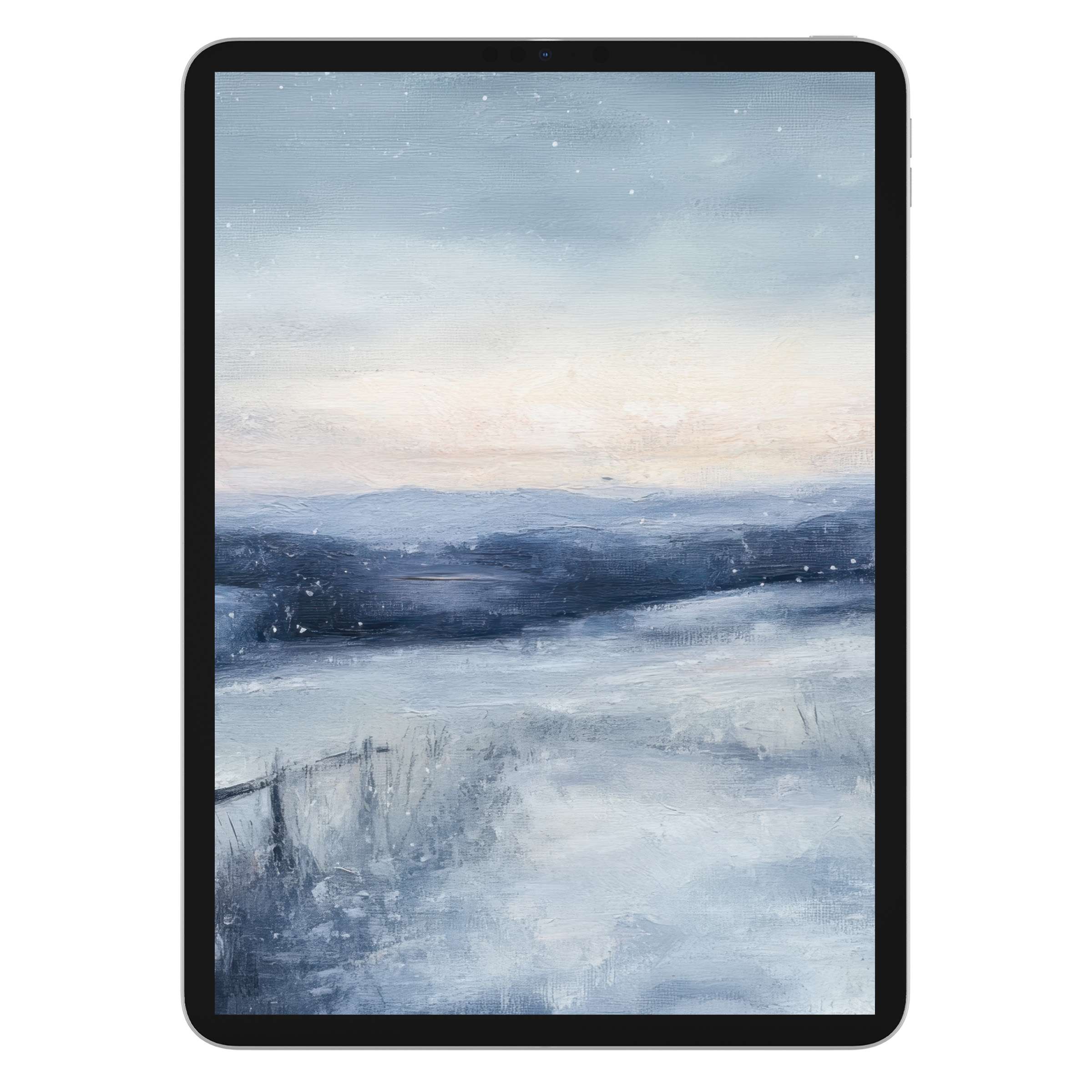 Elegant vintage iPad wallpaper with digital download serene winter landscape background enhancing any tablet with timeless beauty
