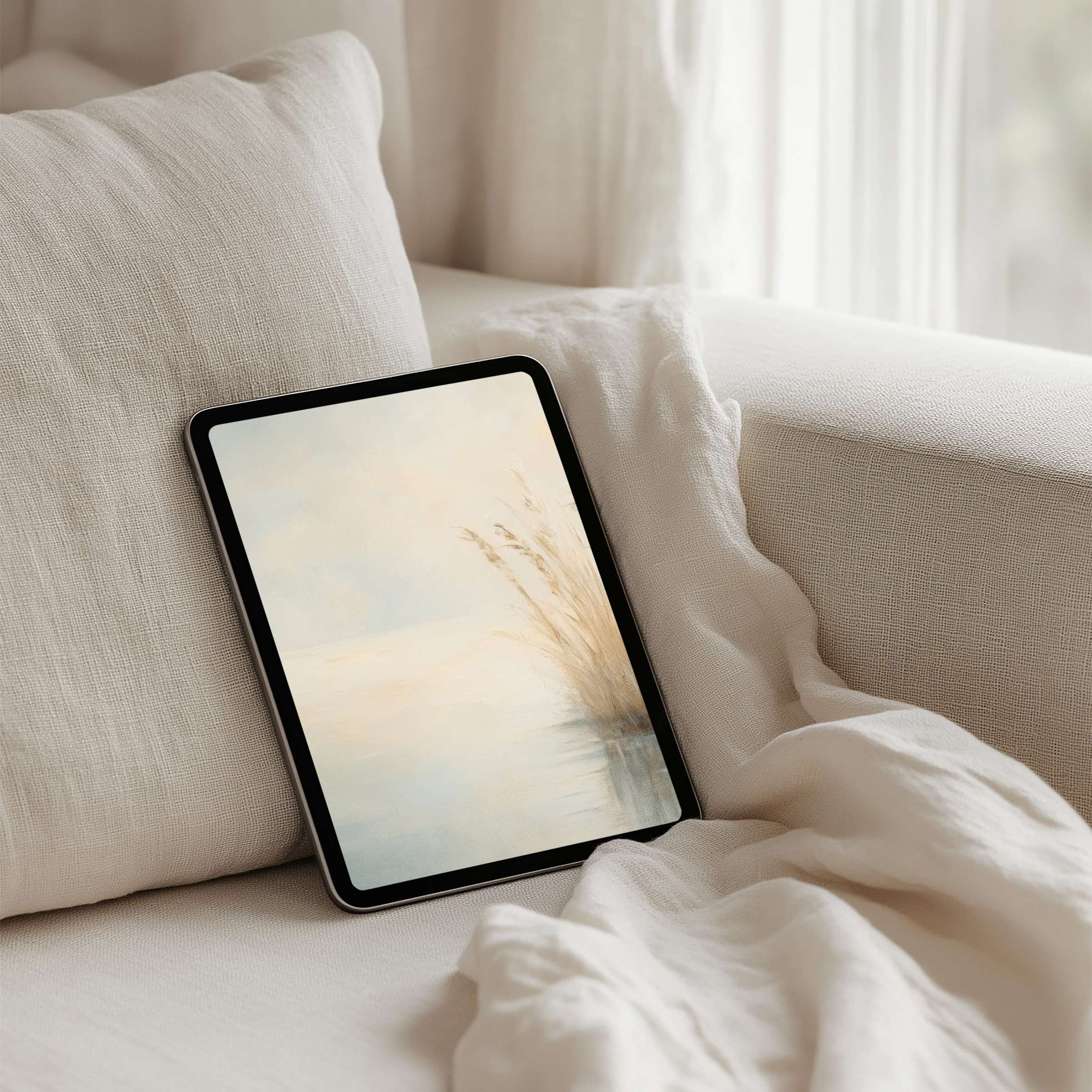 Tranquil iPad background featuring soft pastels and gentle textures offers mindfulness and elegance for tablets with instant download