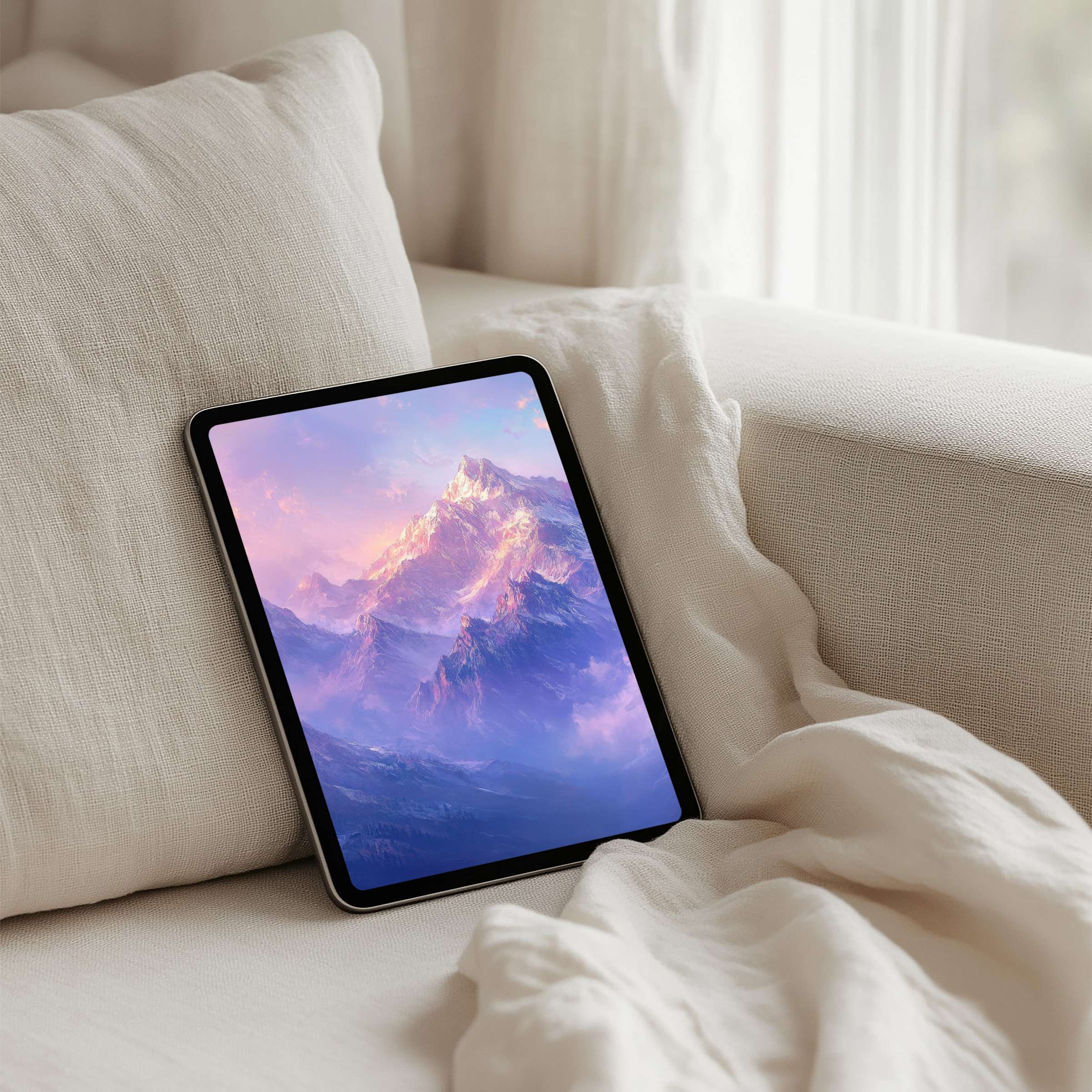 Elegant mountain iPad background for instant download, perfect for creating a calm, inspiring vibe on your tablet or device