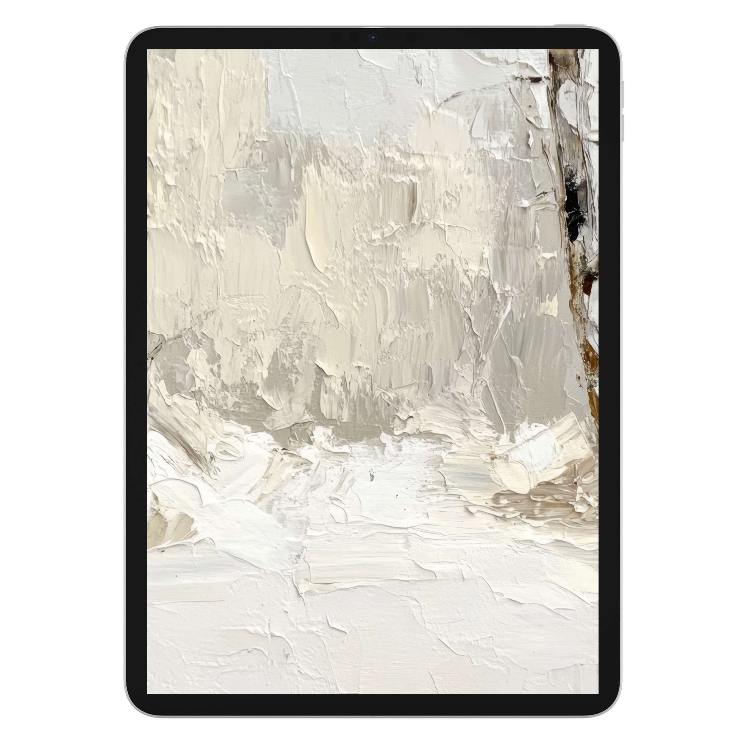 Elegant vintage iPad wallpaper featuring textured cream and beige abstract art creating a serene digital download background for tablets