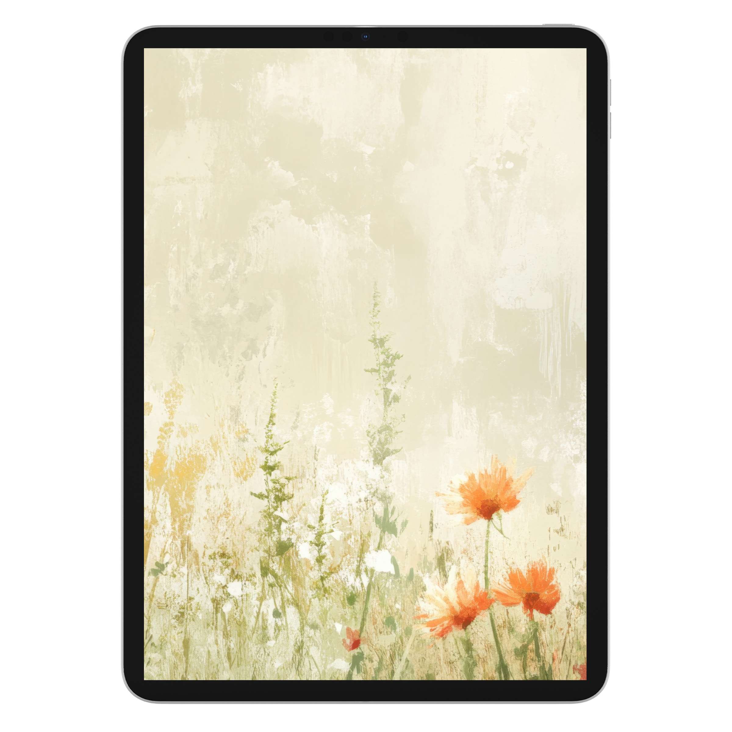Vintage iPad wallpaper showcasing a serene floral background with soft pastel hues for tablet digital download adding calm elegance
