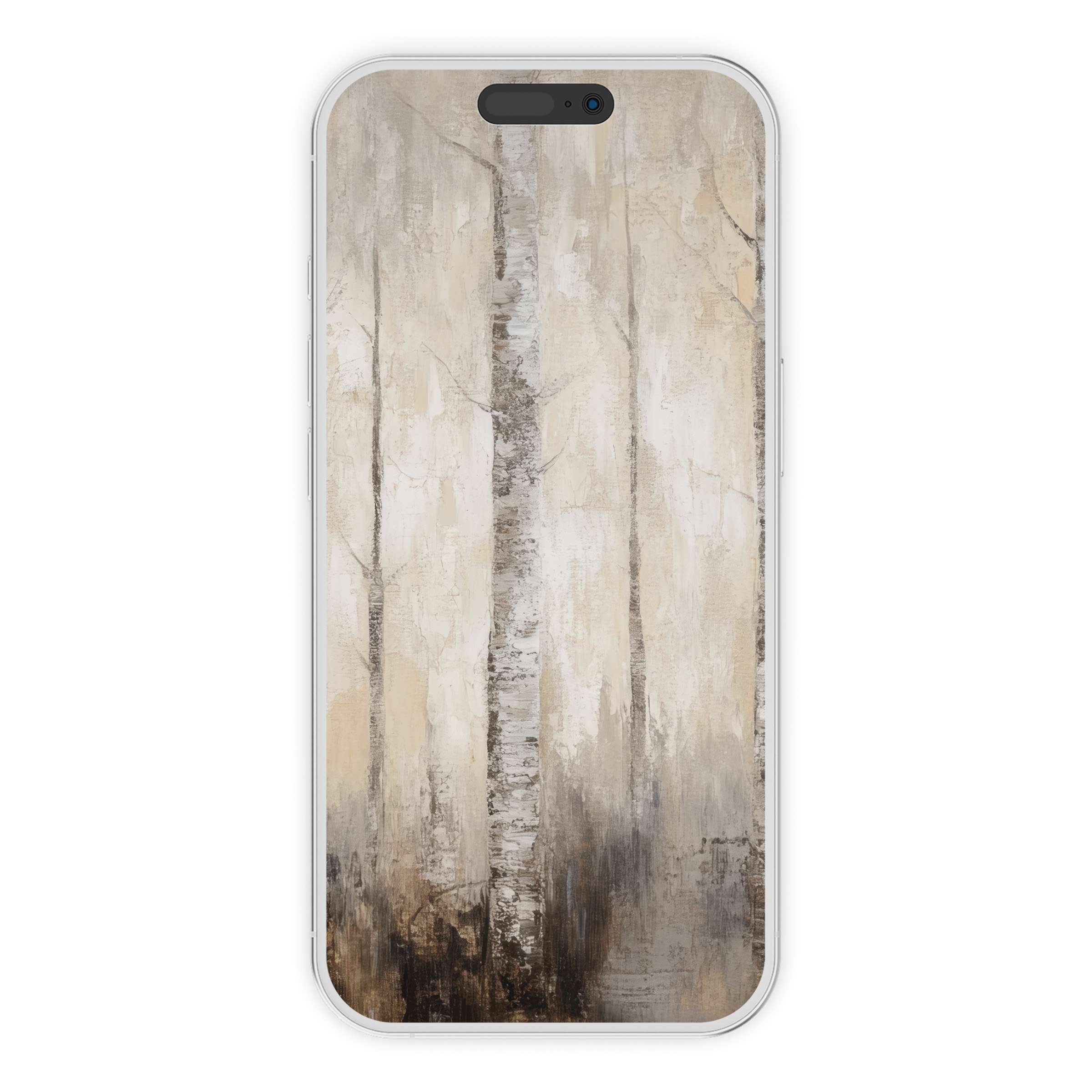 Rustic forest scene in soft earth tones creates a serene vintage iPhone wallpaper for phone background digital download elegance