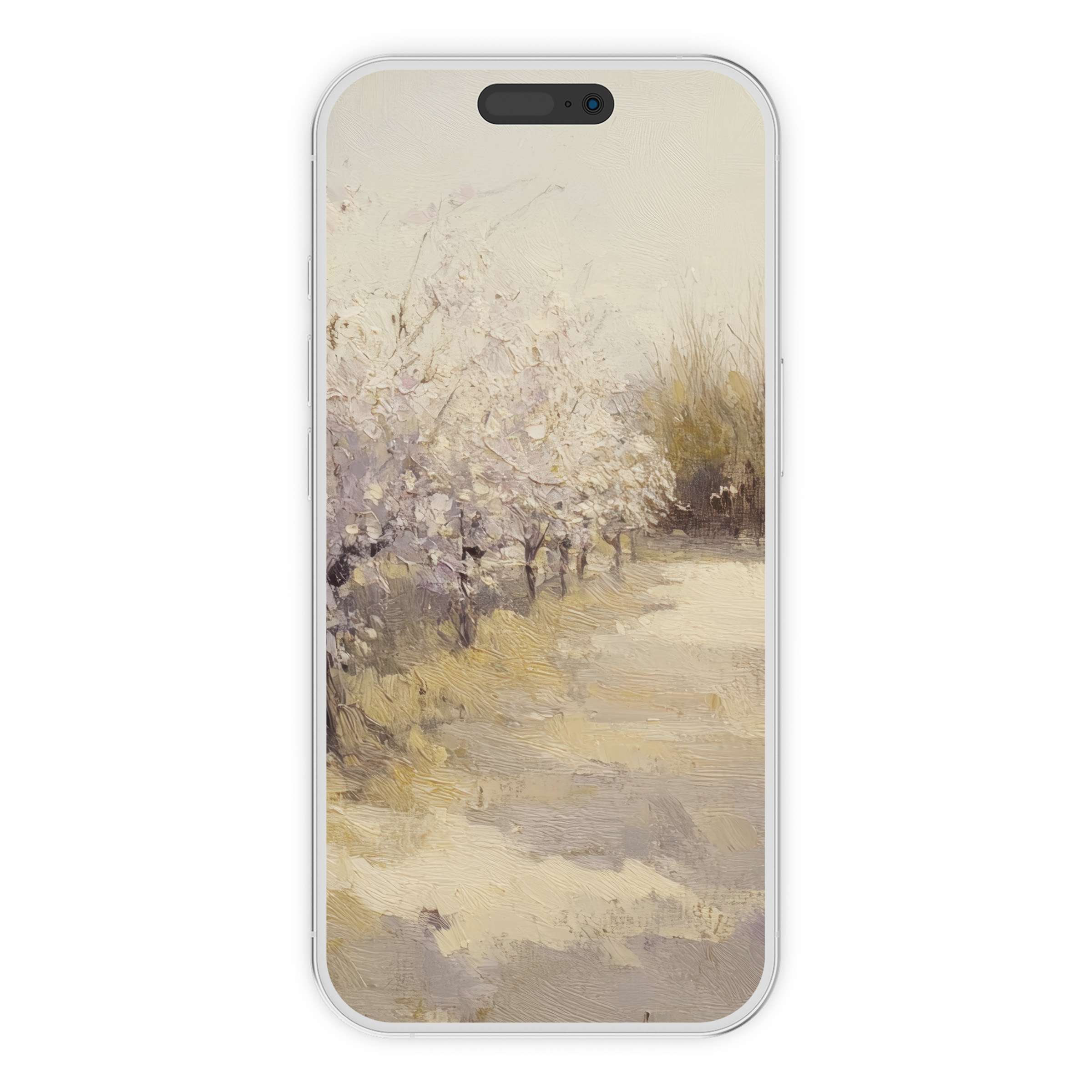 Vintage iPhone wallpaper featuring serene pastel blossoms in an impressionist style phone background digital download for all devices