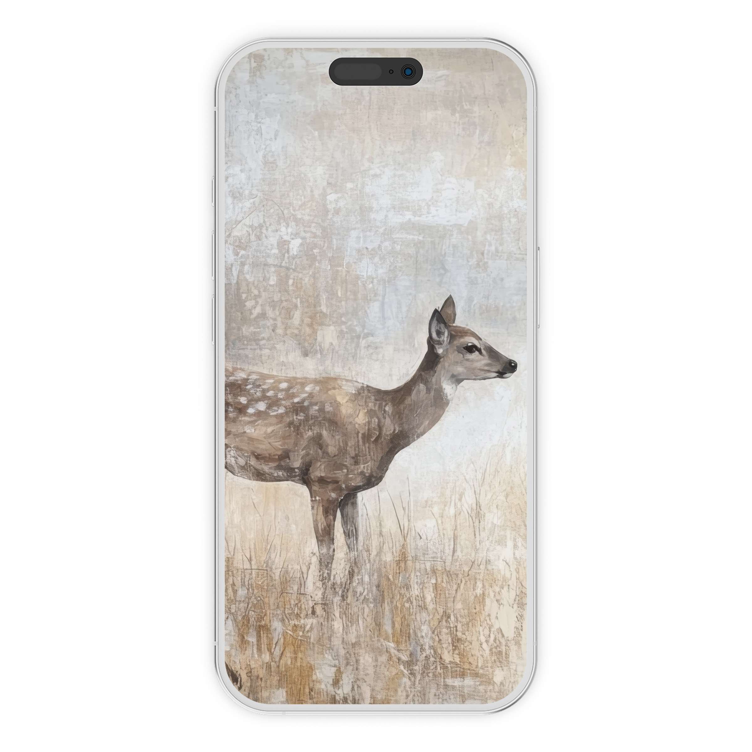 Vintage iPhone wallpaper features serene deer in muted tones perfect for phone background digital download enhancing style and calm