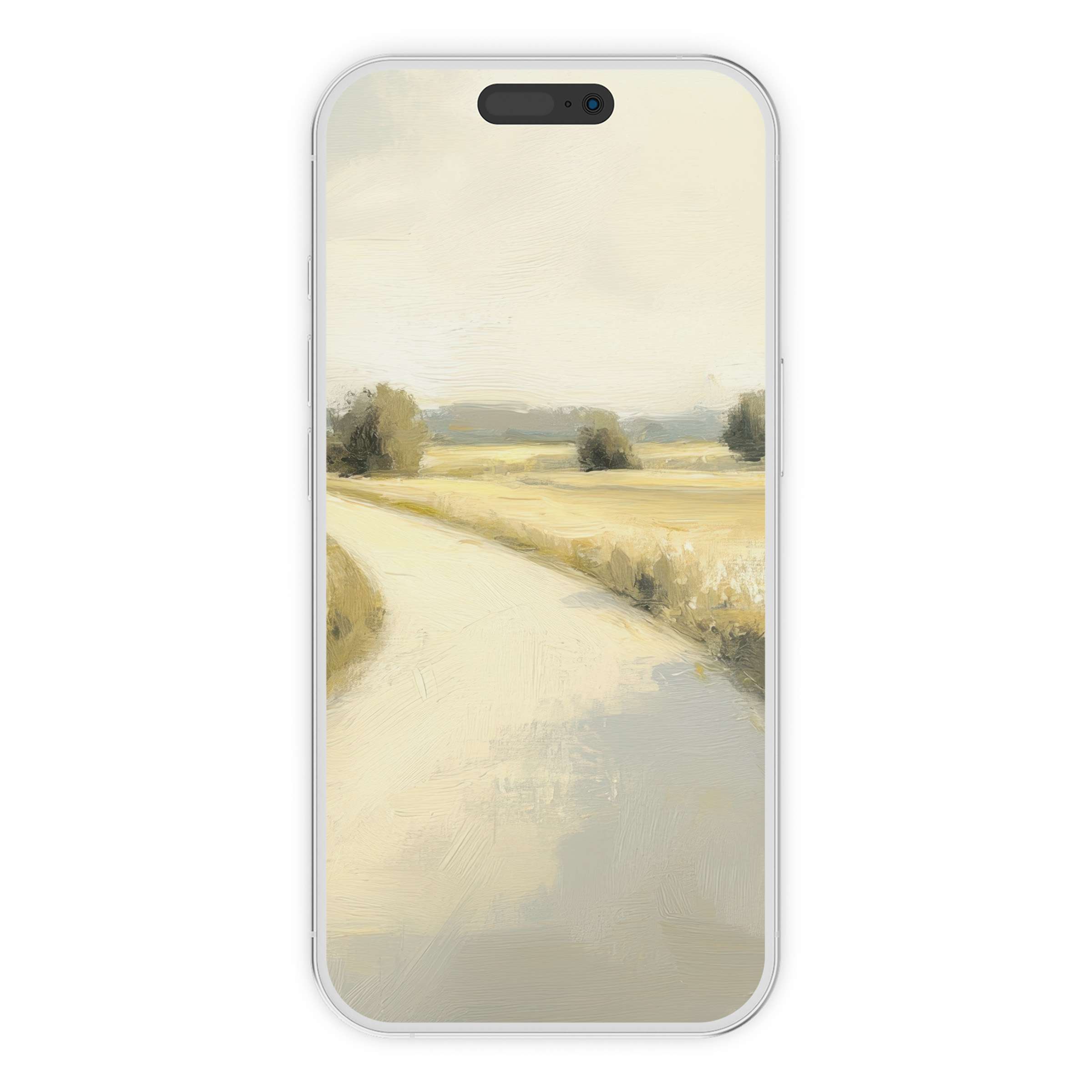 Vintage iPhone wallpaper features serene pastel landscape, ideal phone background for iPhone and Android, digital download soothing users