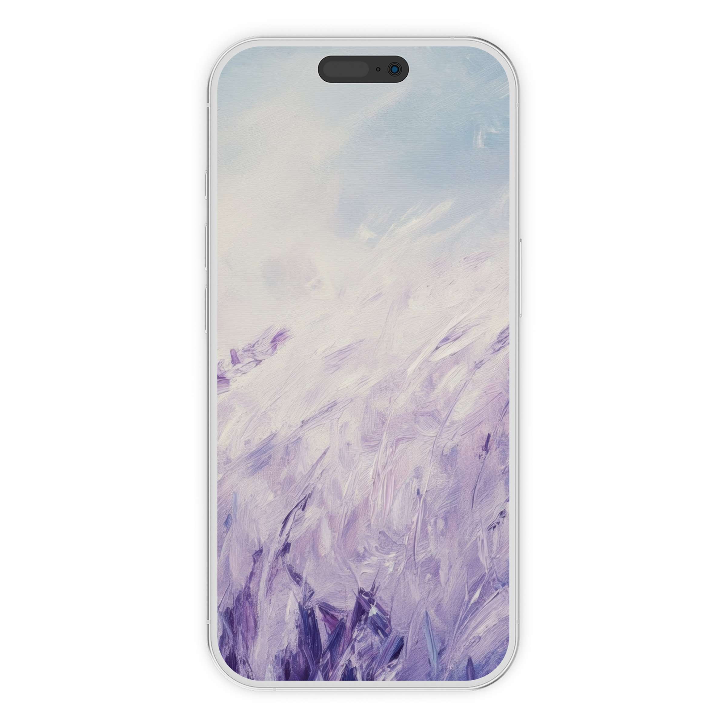 Elegant abstract brushstrokes in pastel purple and blue create a calming vintage iPhone wallpaper phone background for digital download
