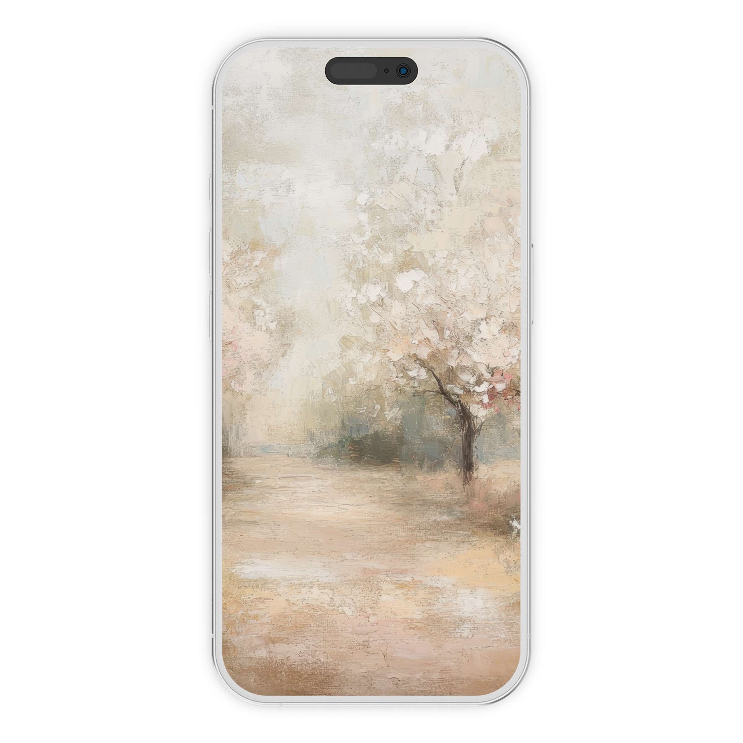 Vintage iPhone wallpaper featuring a serene pastel landscape background for digital download offers tranquility for any phone screen