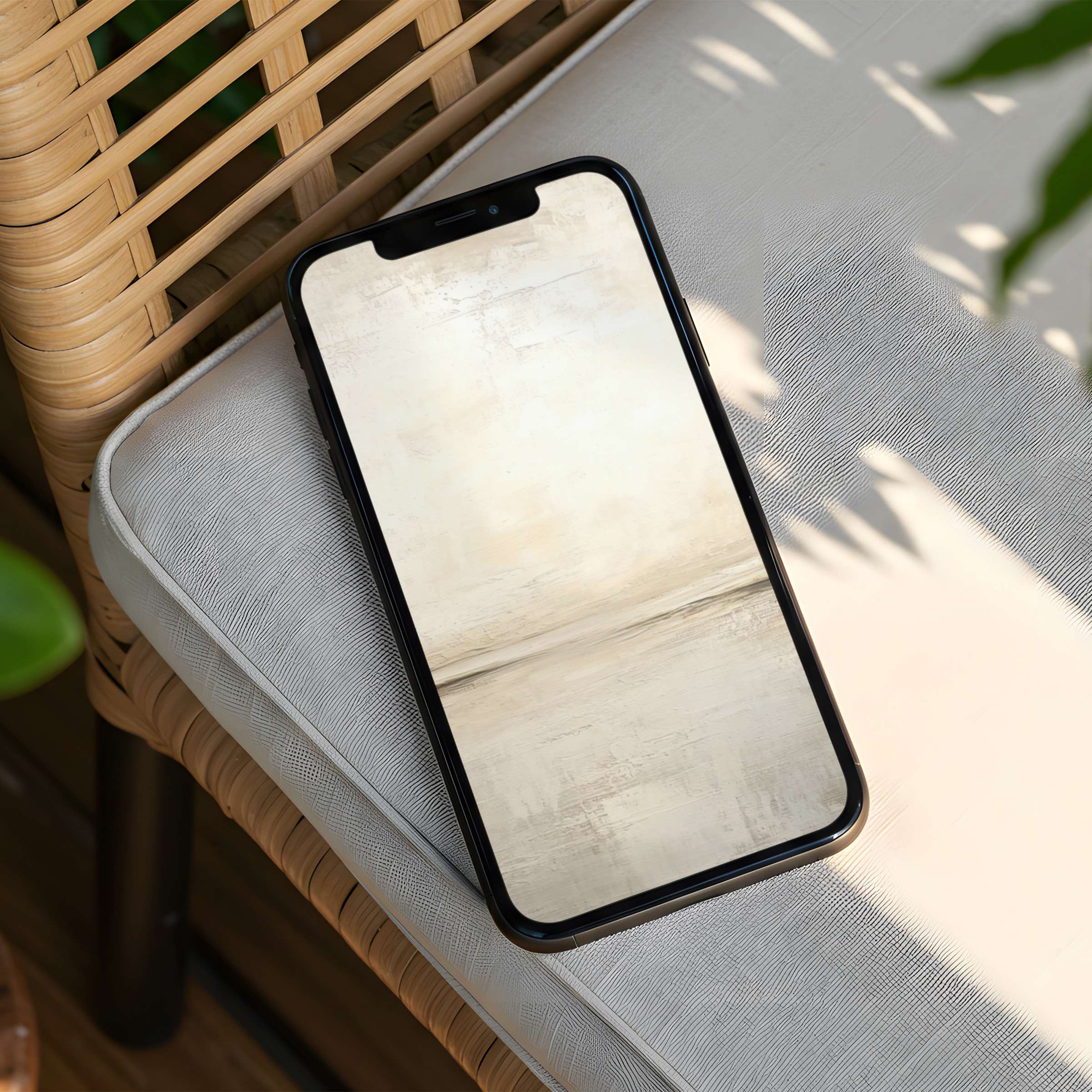 Elegant minimalistic iPhone background with serene beige textures for instant download calming your phone screen with mindfulness