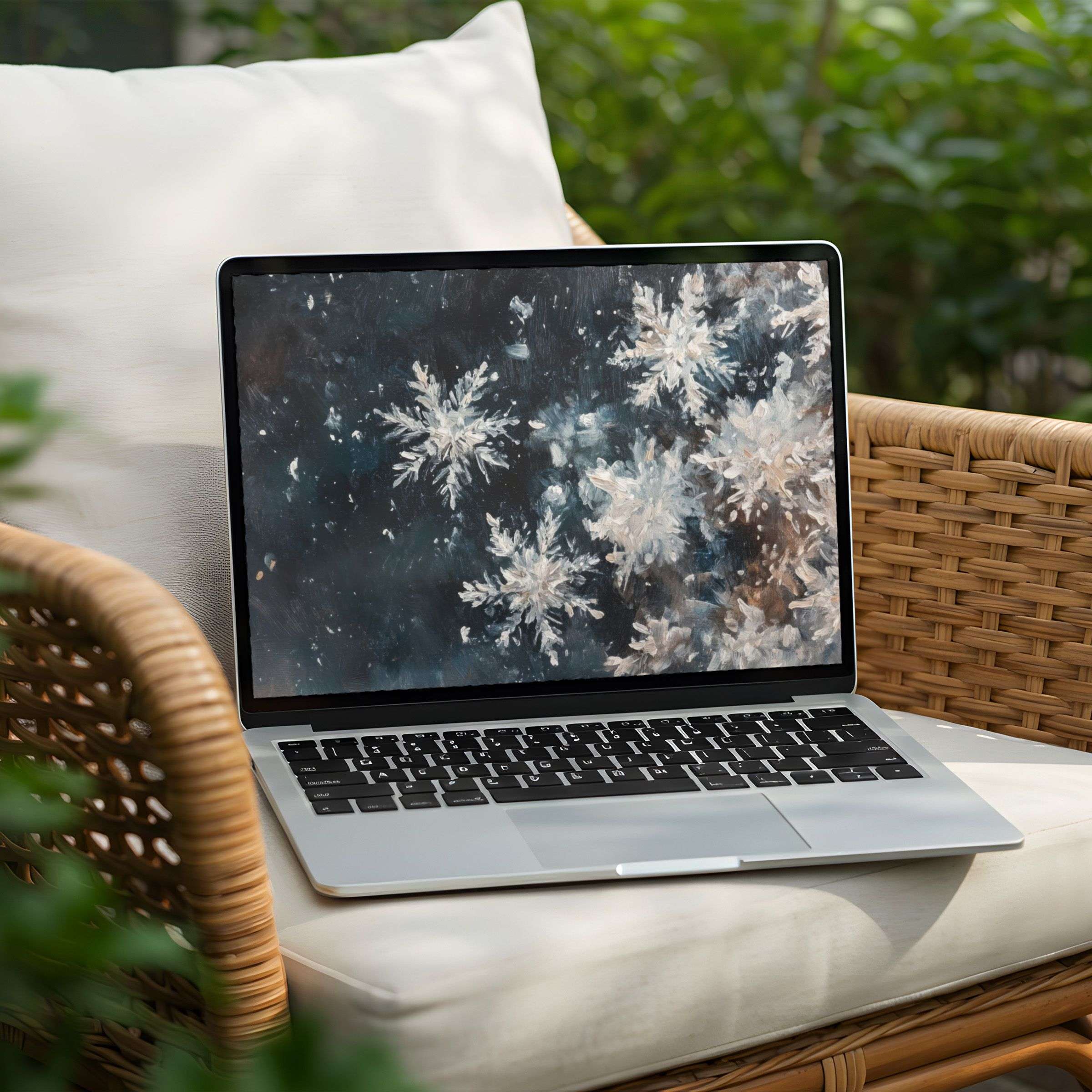 Calm snowy artistry for your PC or Laptop desktop background Instant download for an elegant touch of winter inspiration