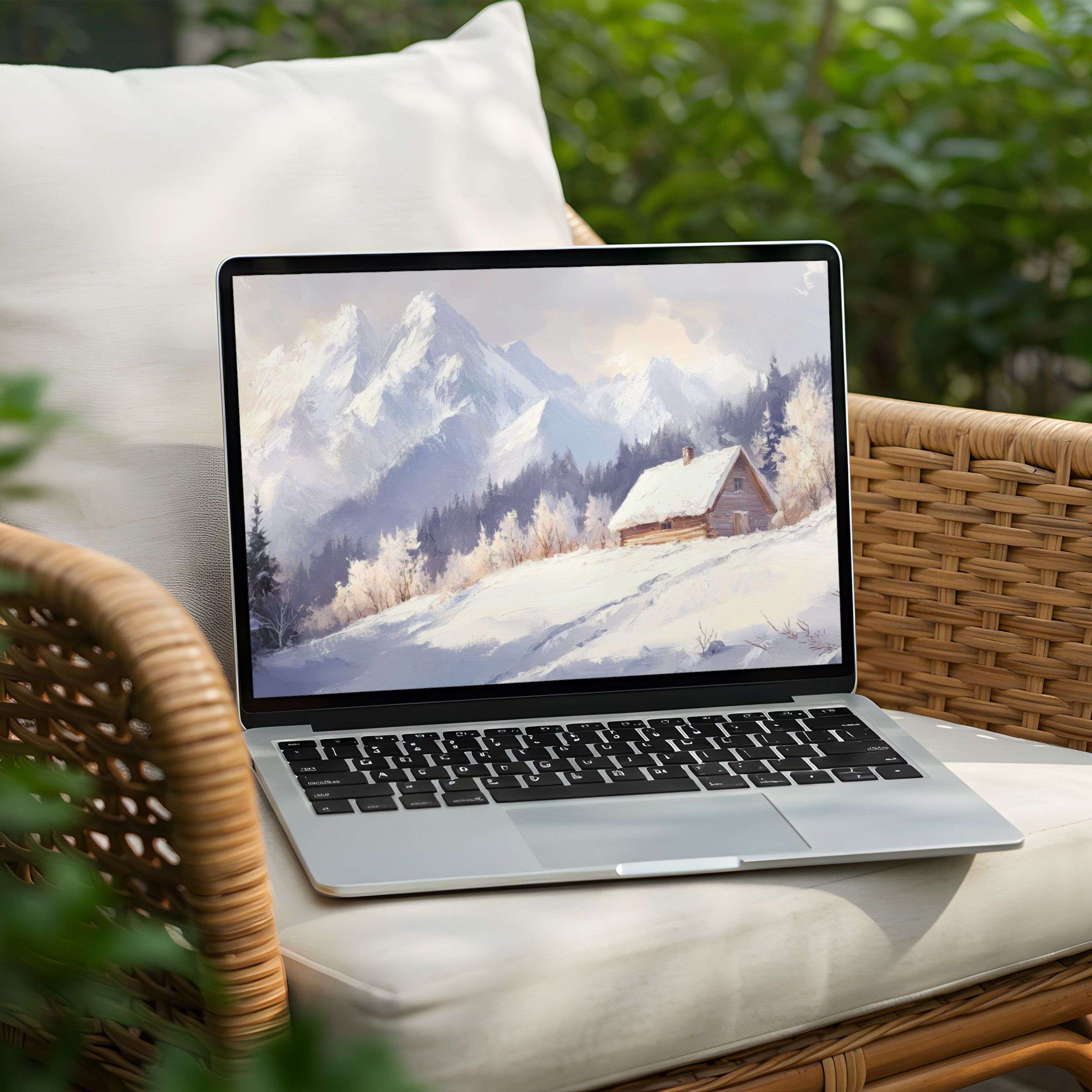 Elegant mountain scene desktop background in soft hues offers instant download for PC or Laptop inspiring calm and mindfulness