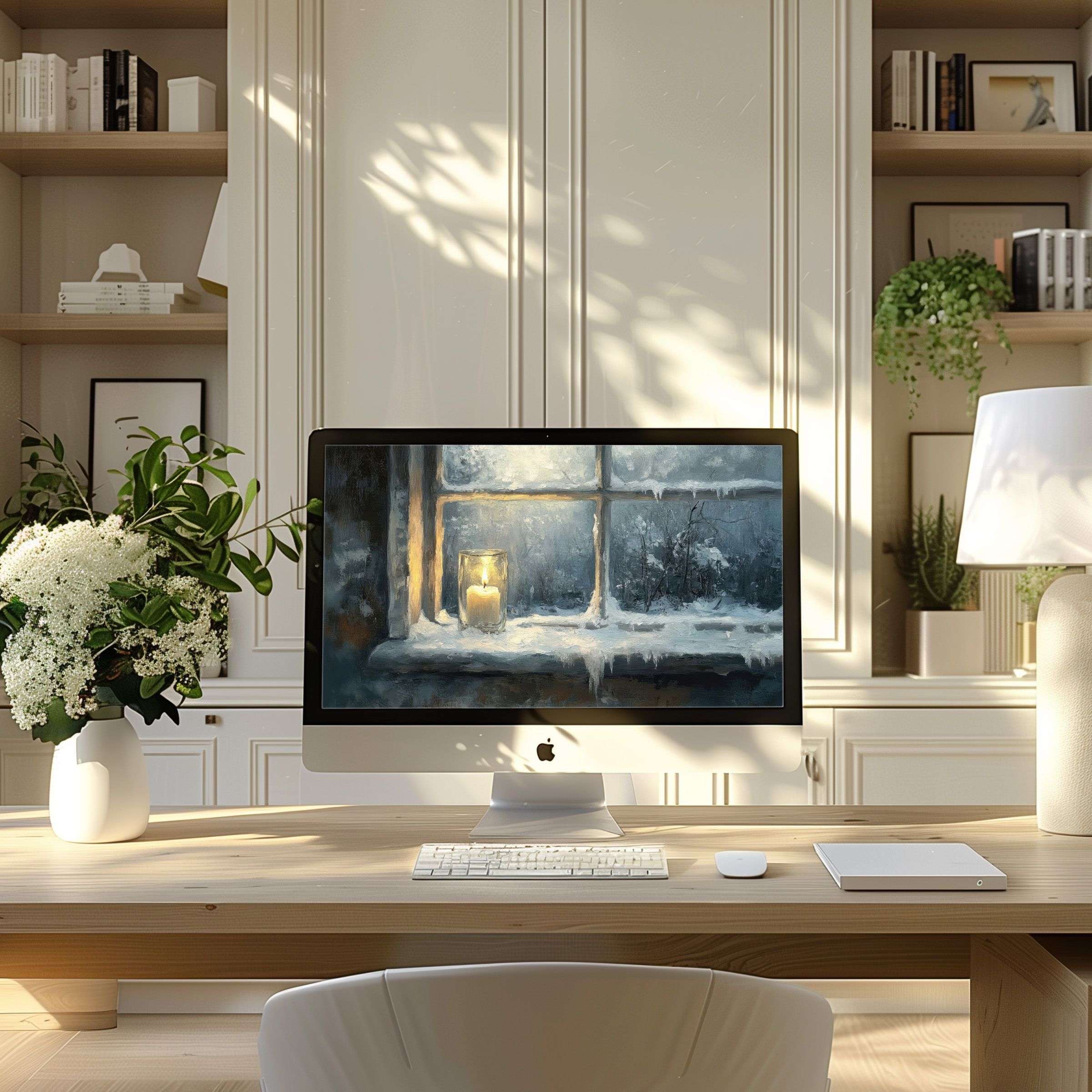 Inspire calm with this elegant digital artwork, a perfect wallpaper for computer, PC, or laptop in modern home offices