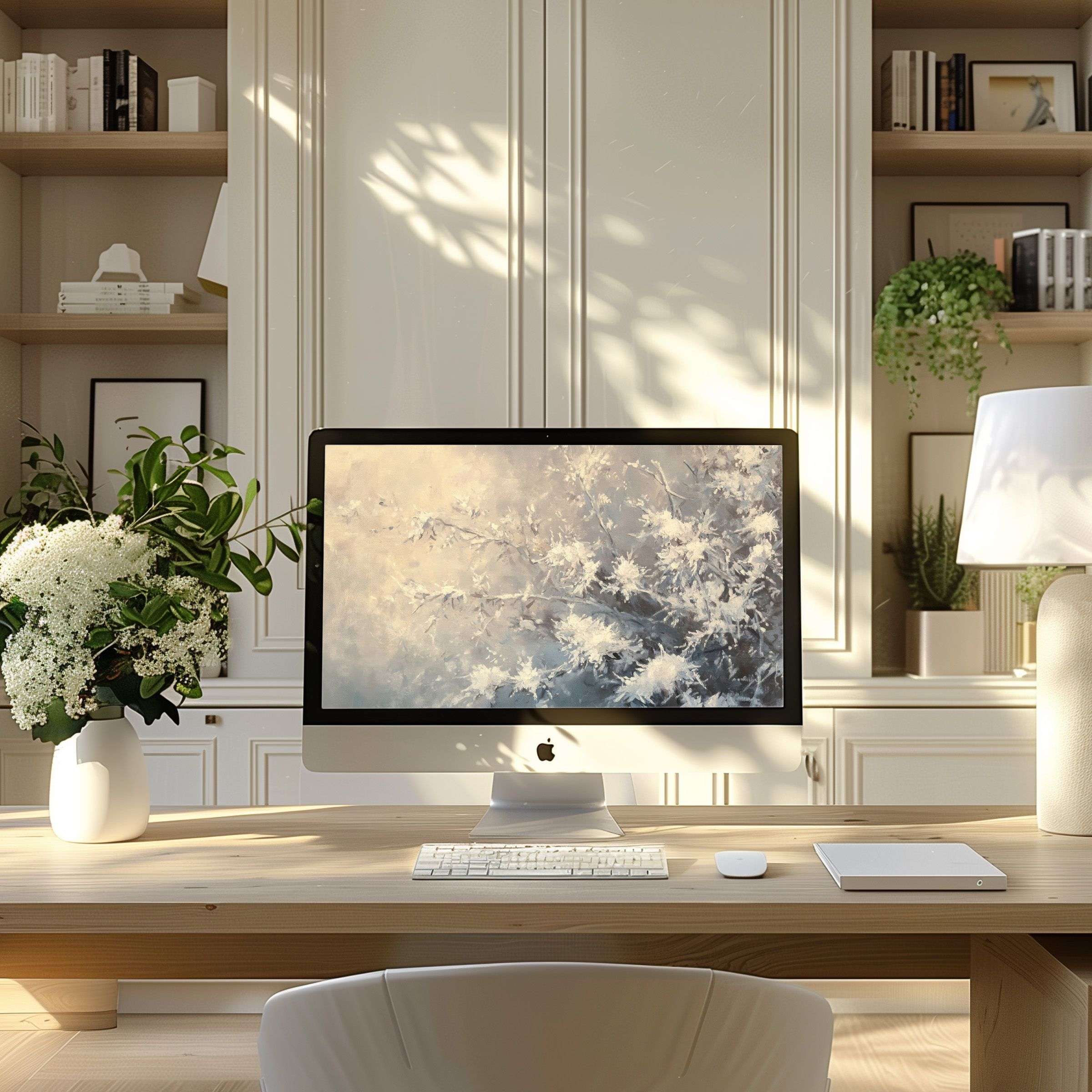 Elegant floral motif wallpaper for computer enhancing modern PC and laptop spaces inspiring calm and sophistication digital download