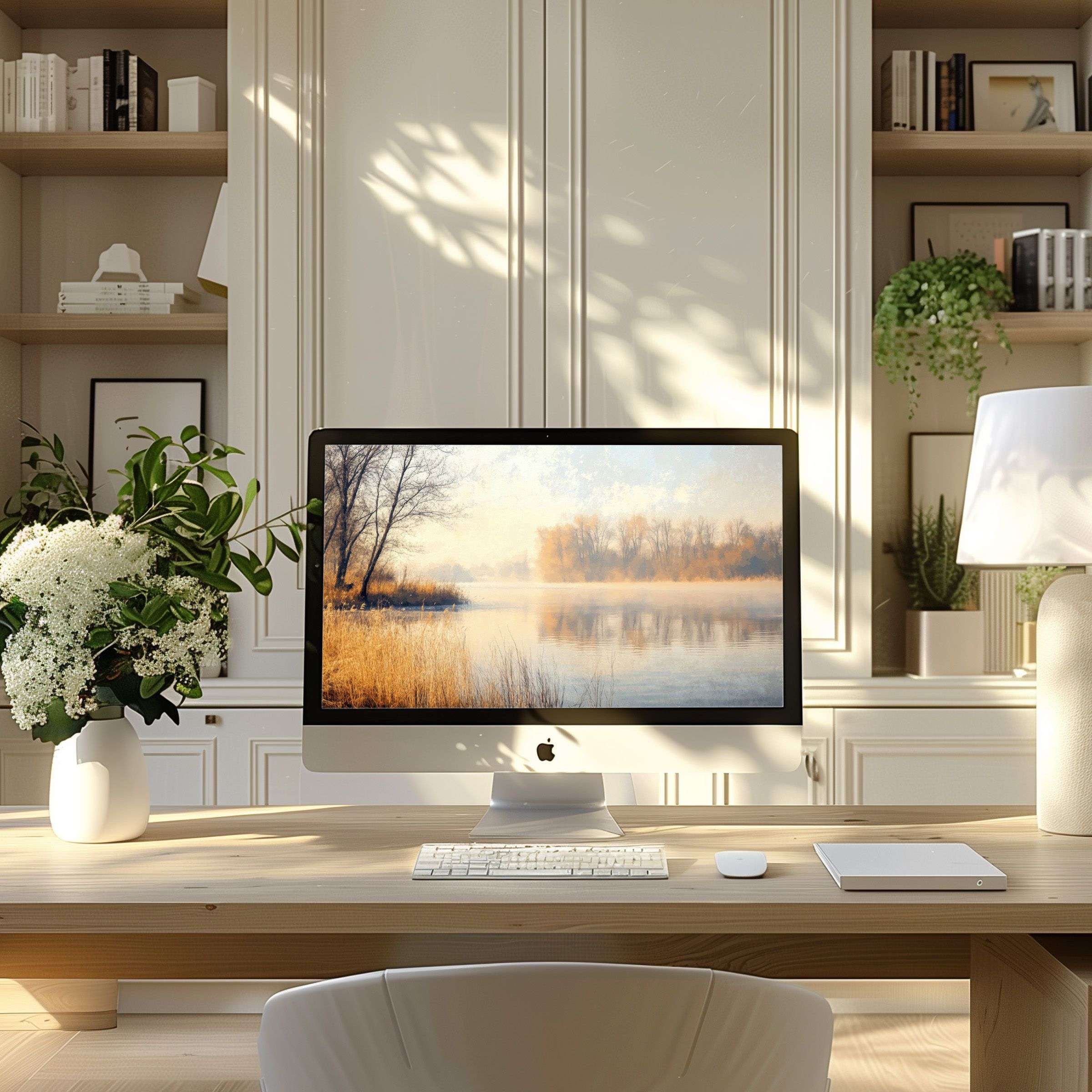 Elegant nature landscape as wallpaper for computer brings calm and inspiration to any PC or laptop in a modern home office