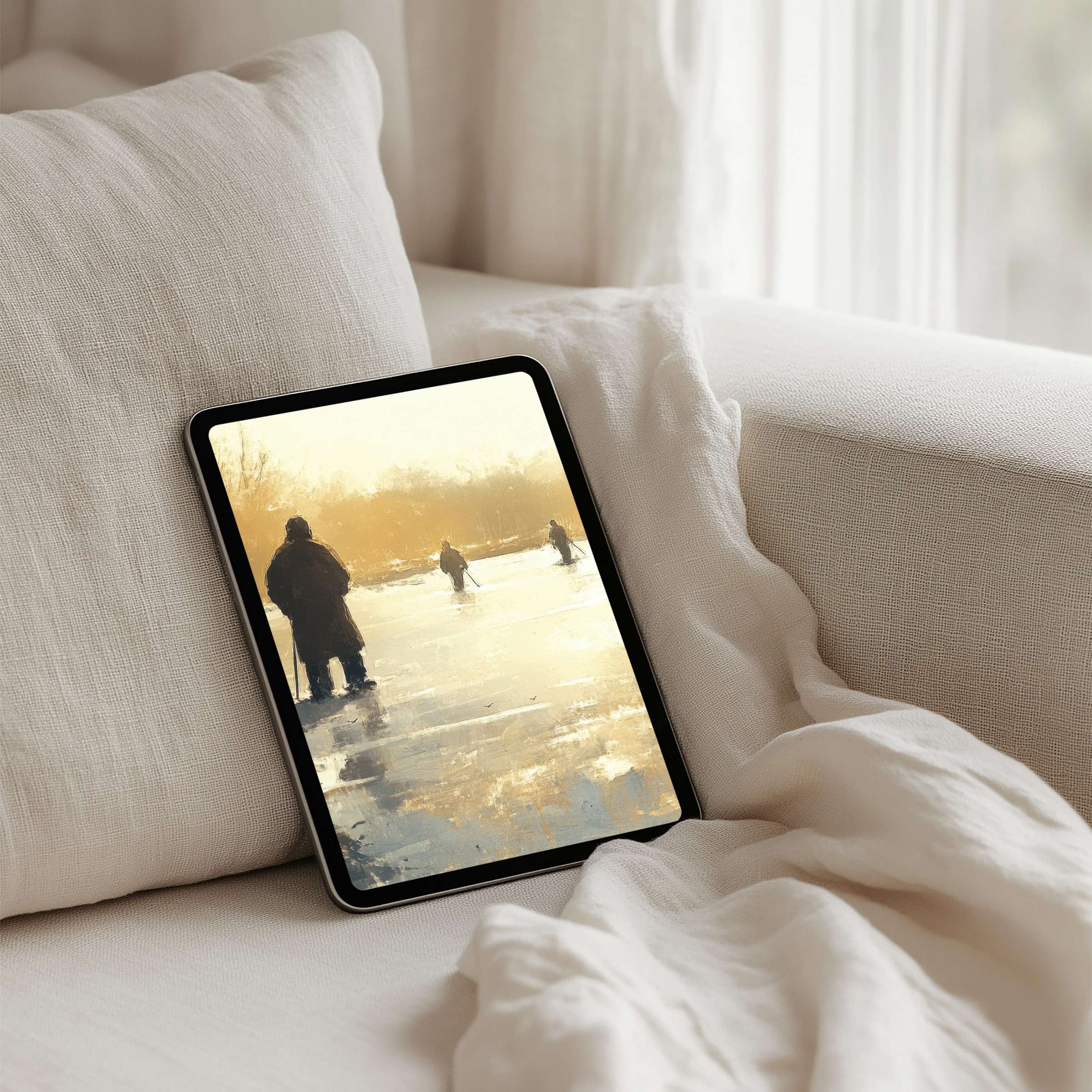 Elegant iPad background with serene winter scene for instant download creating calm inspiration on any tablet device