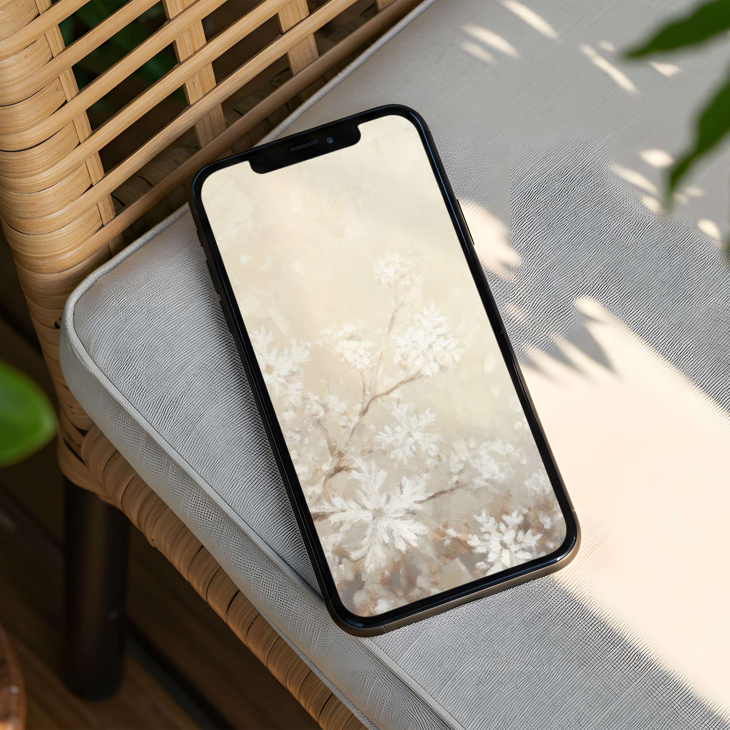 Elegant floral iPhone background with calming beige tones for mindful moments instant download for any phone design enthusiast