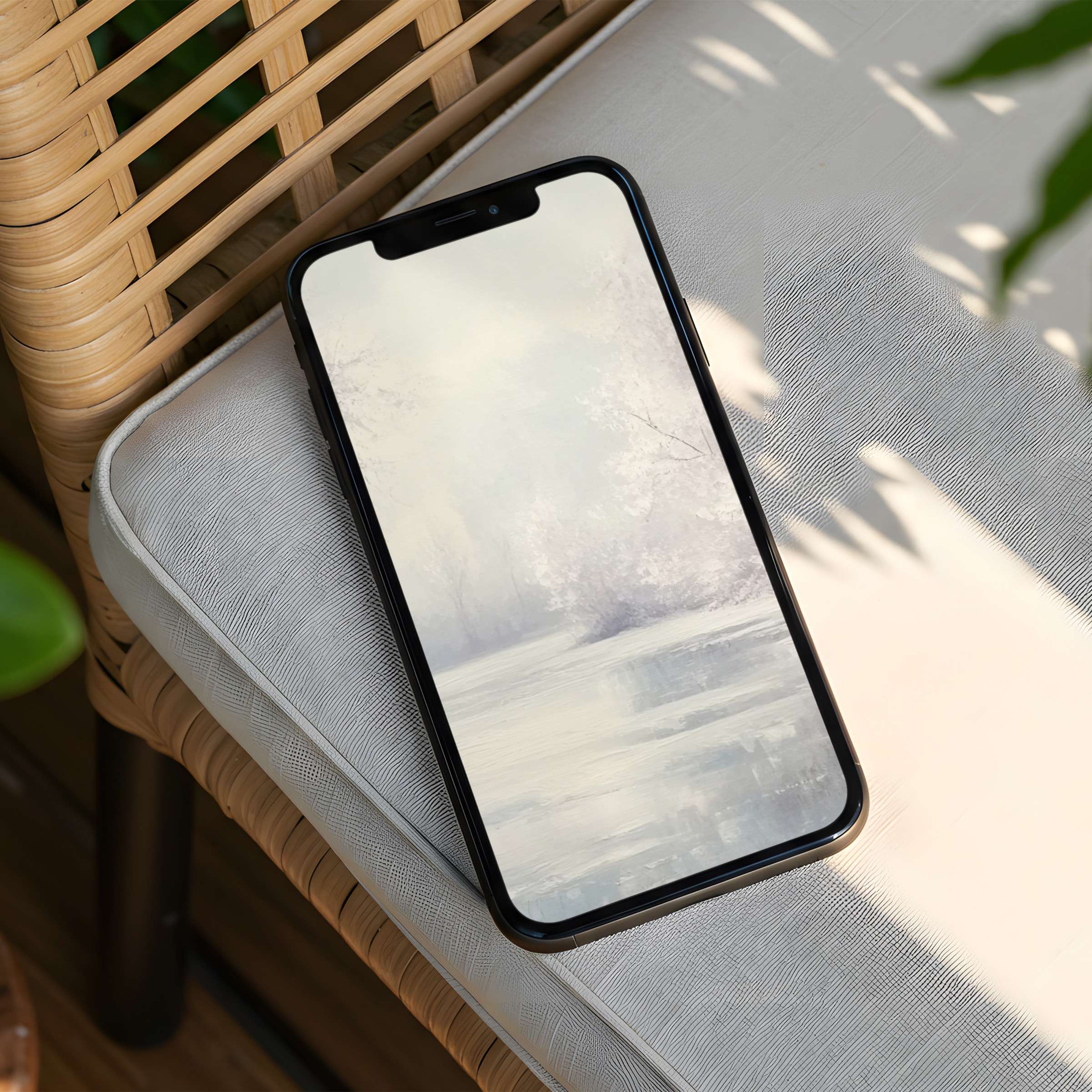 Serene iPhone background featuring soft pastel hues of a tranquil lake landscape perfect for instant download to any phone