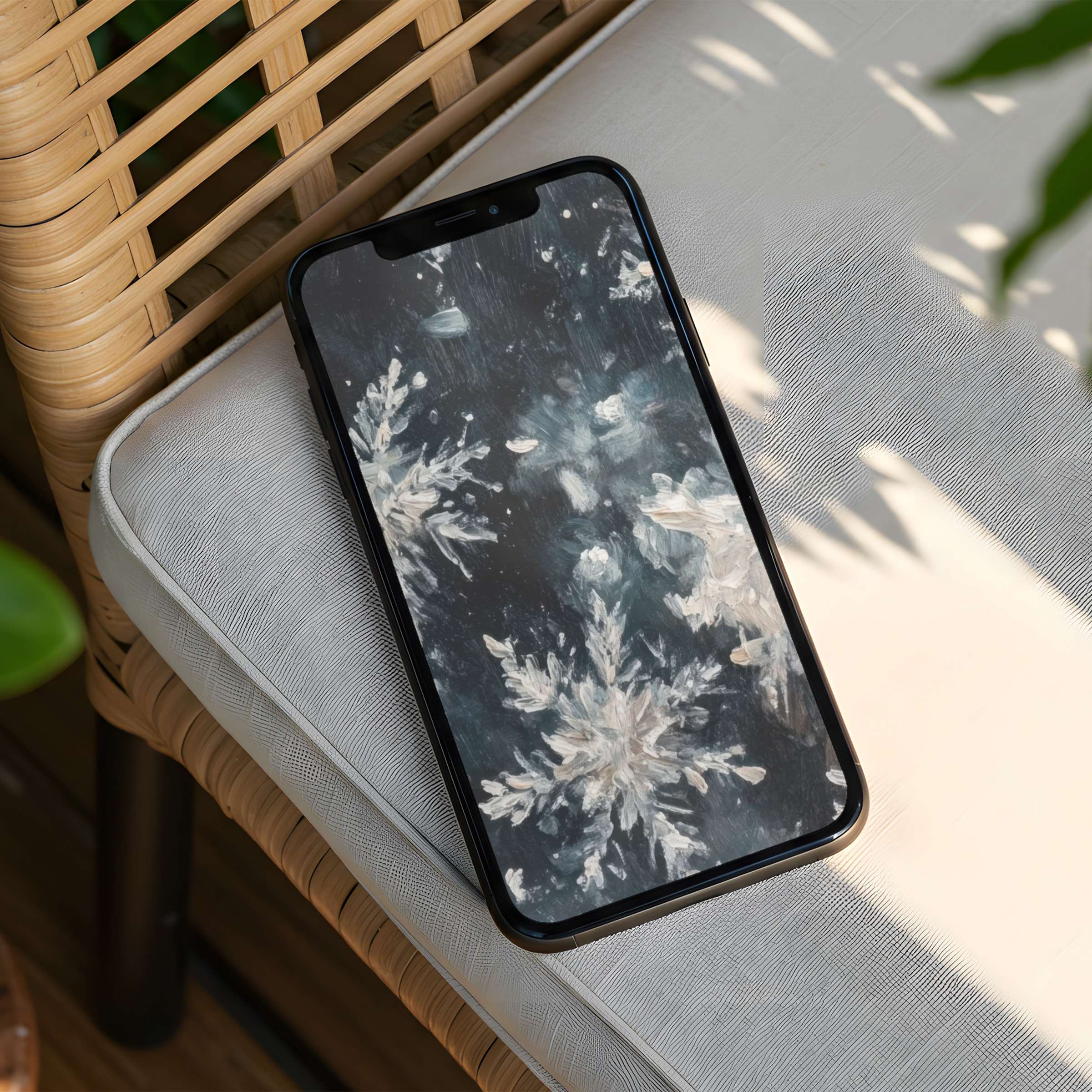 Elegant snowflake iPhone background offers calm inspiration and mindfulness with instant download for any phone user
