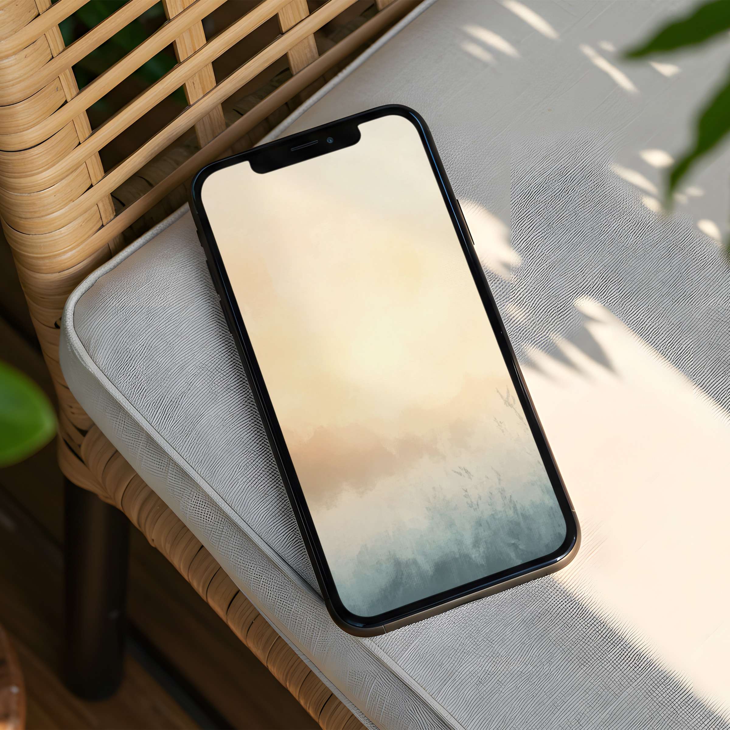 Elegant iPhone background with serene watercolor hues offers instant download for all phones inspiring calm and artful mindfulness