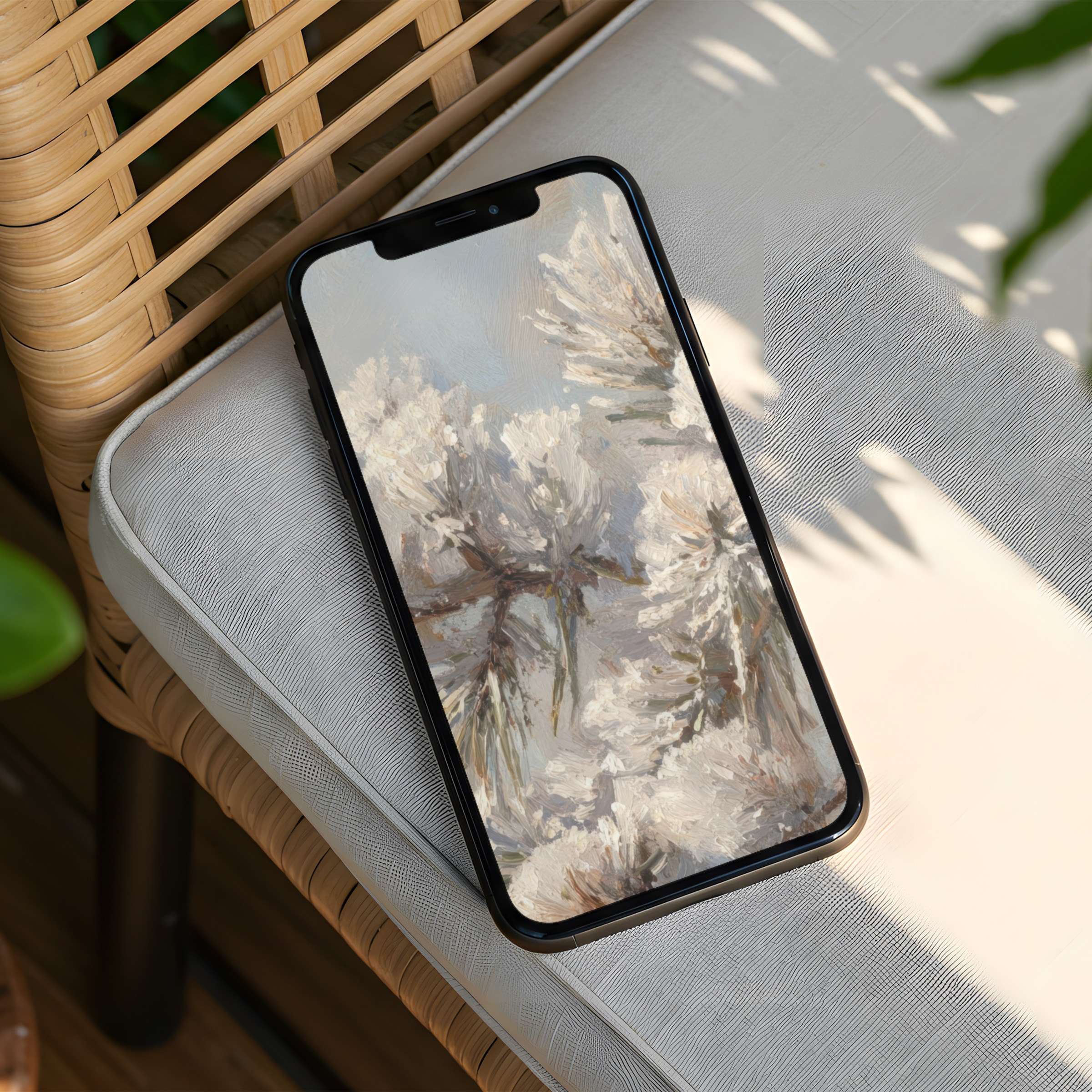 Elegant iPhone background with serene abstract textures in soft hues for a calm phone vibe instant download compatible design