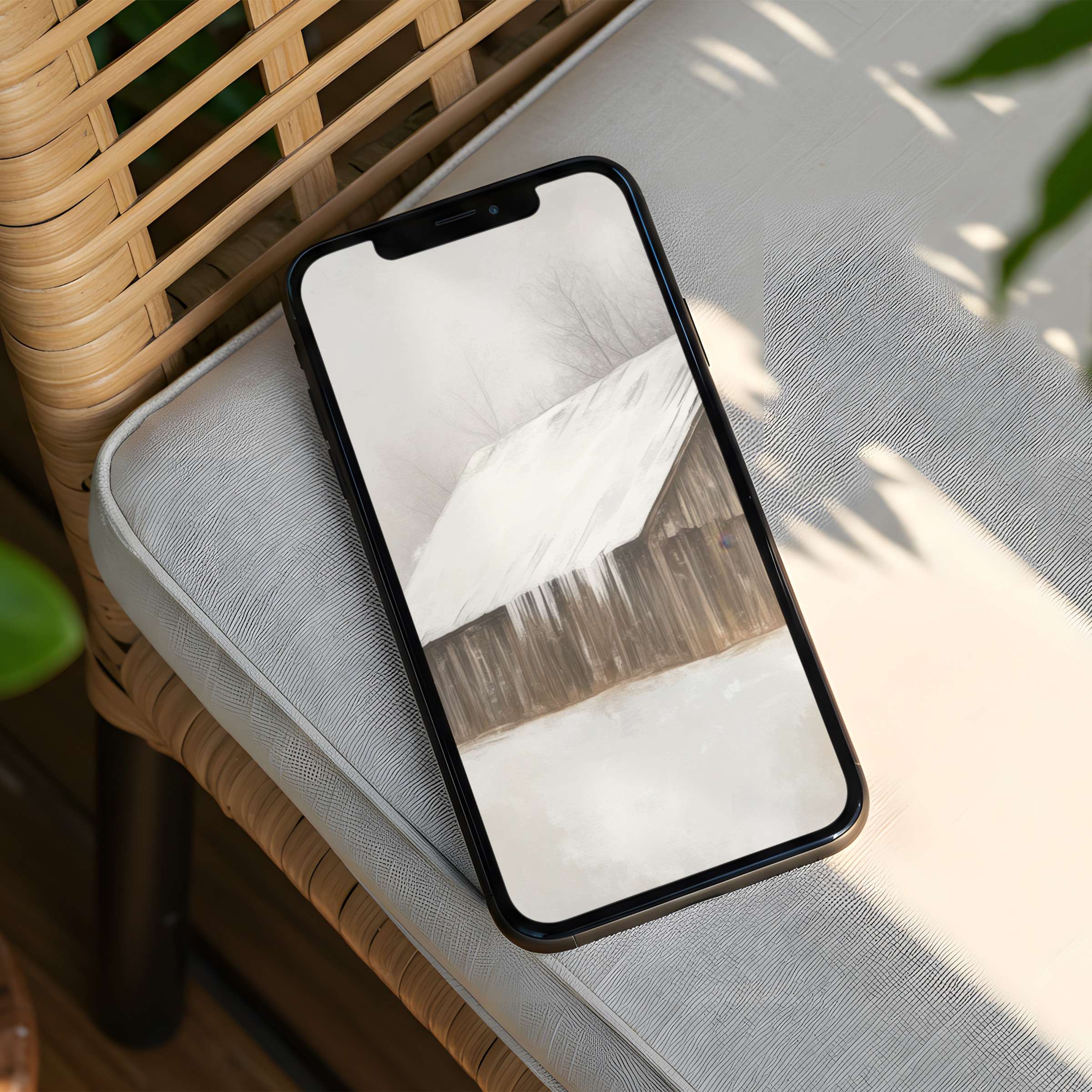 Winter scene on iPhone background offers calm sophistication and instant download for phone elegance and mindful inspiration