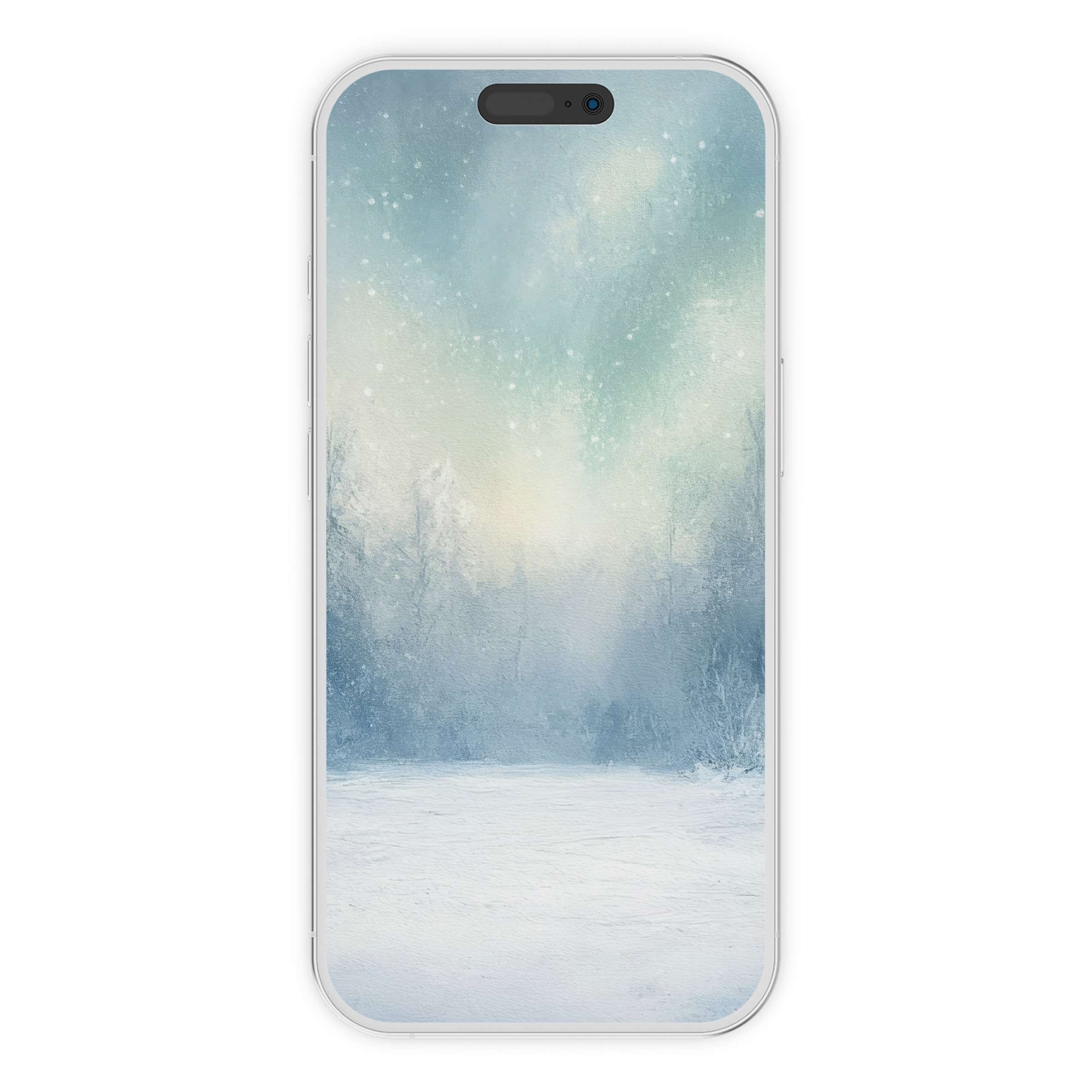 Elegant winter iPhone wallpaper with a serene icy background ideal for a calming digital download on any phone screen