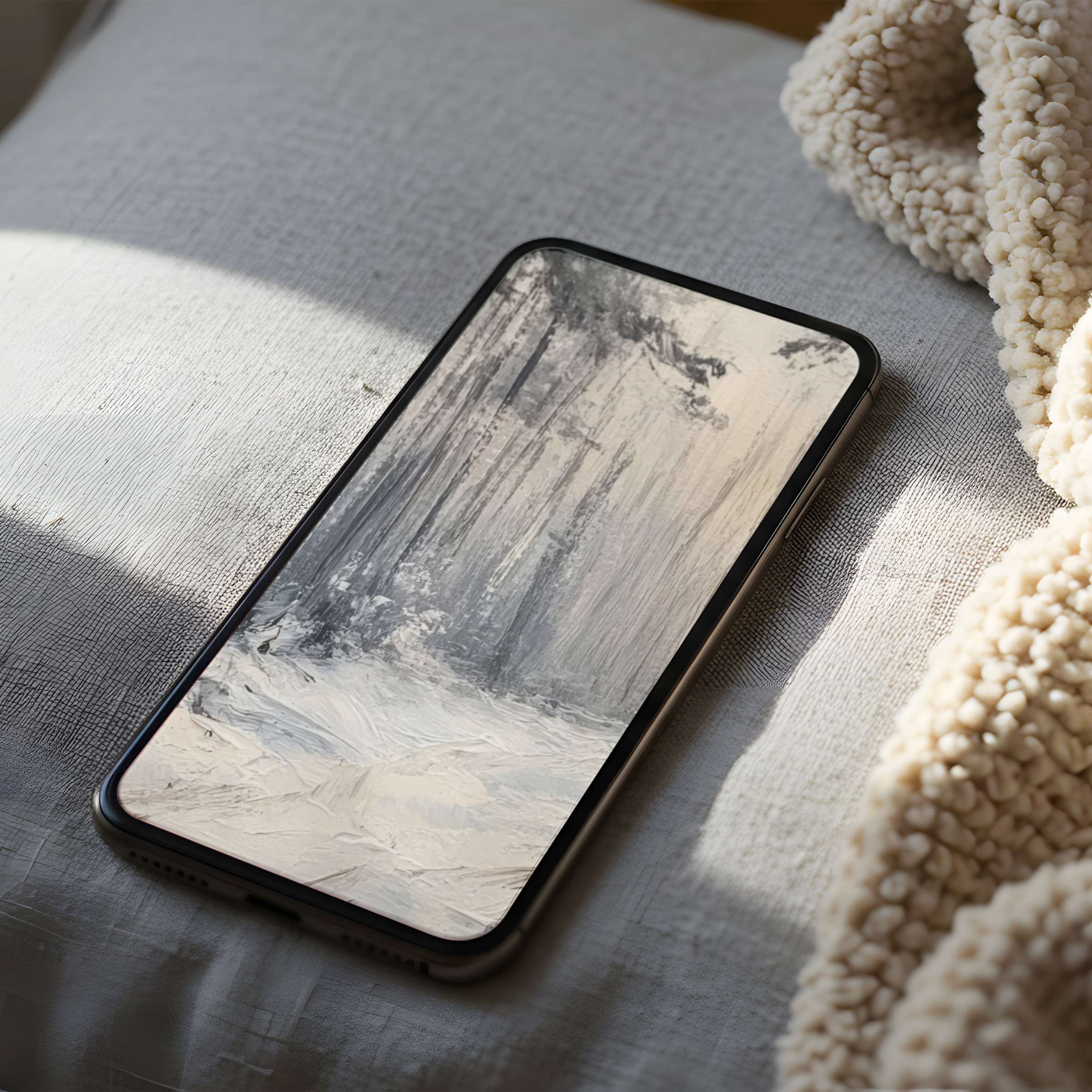 Elegant phone wallpaper with a serene winter forest scene in high resolution enhances your iPhone's style and tranquility perfect for digital download
