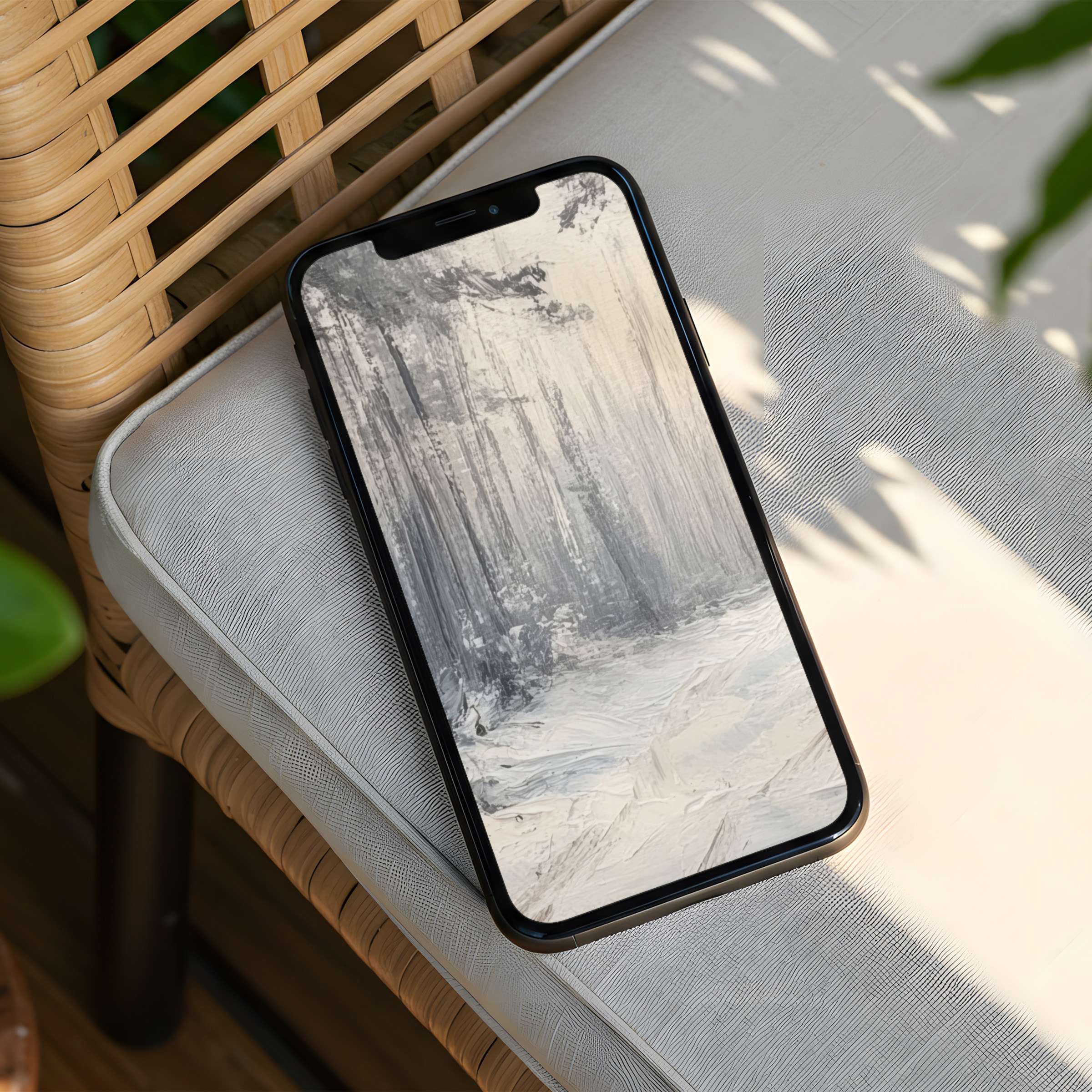 Enhance your phone with a tranquil iPhone background featuring serene forest art in an instant download for mindful elegance