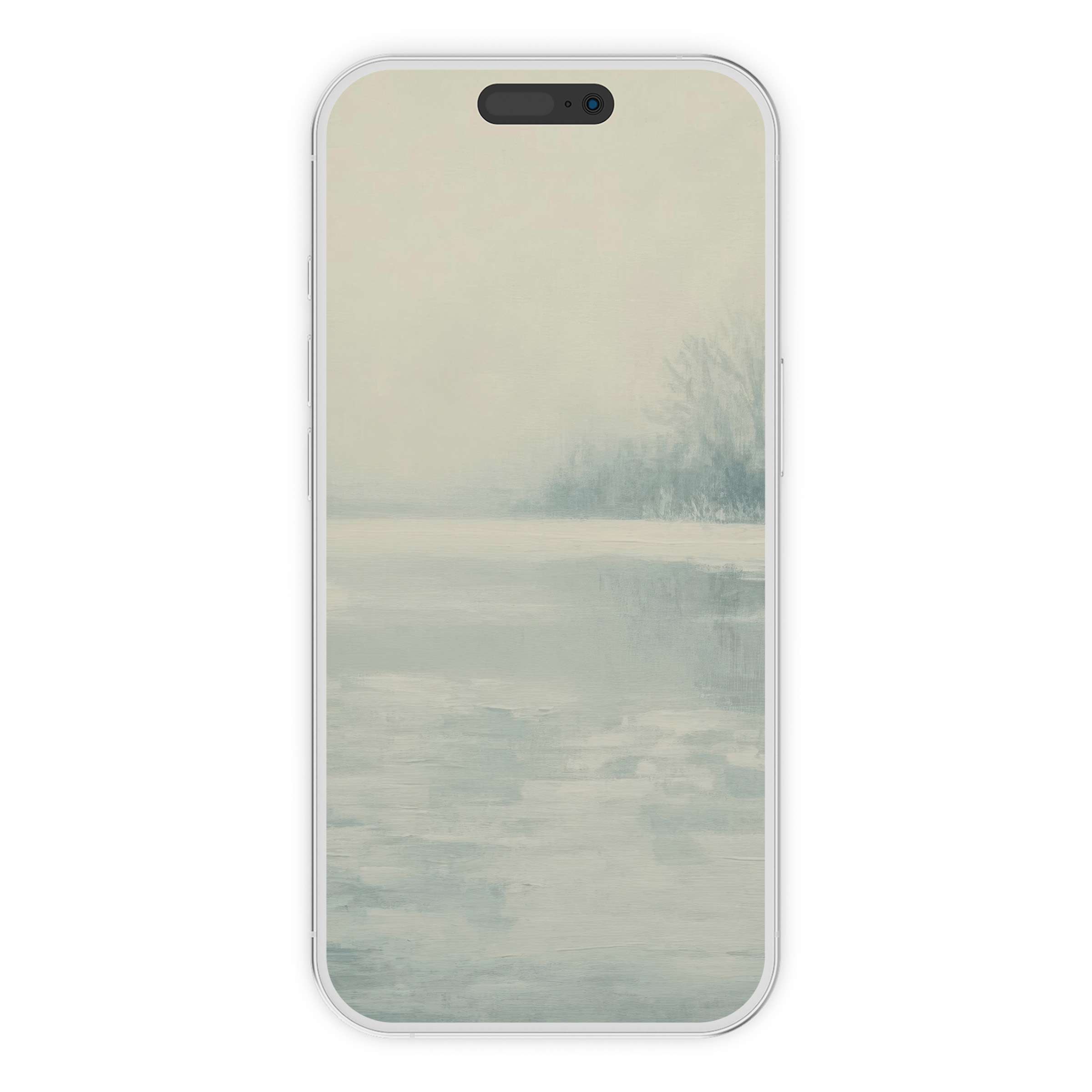 Misty pastel hues evoke tranquility in this winter iPhone wallpaper perfect for phone backgrounds available as a digital download