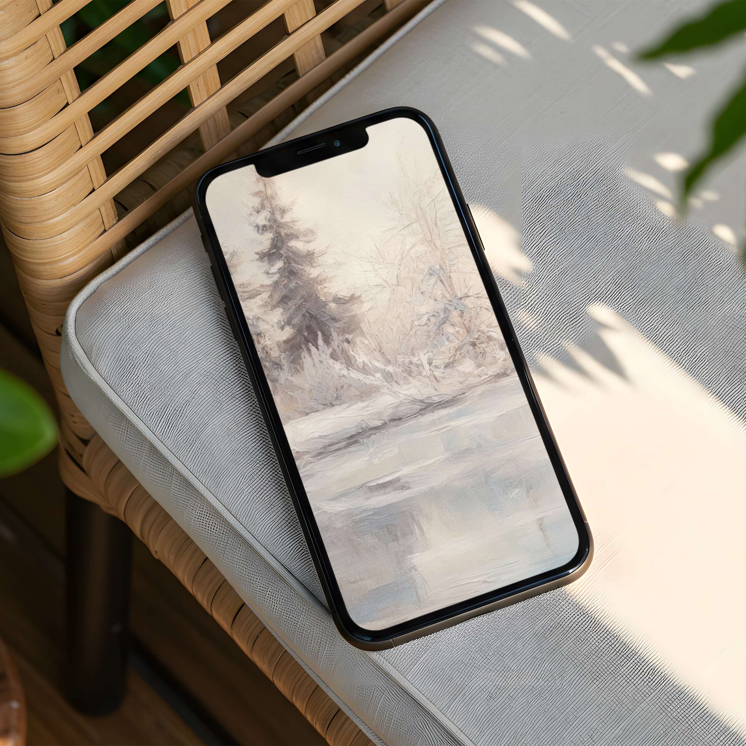 Tranquil winter scene as an iPhone background offers instant download for any phone bringing calm and elegance to your day