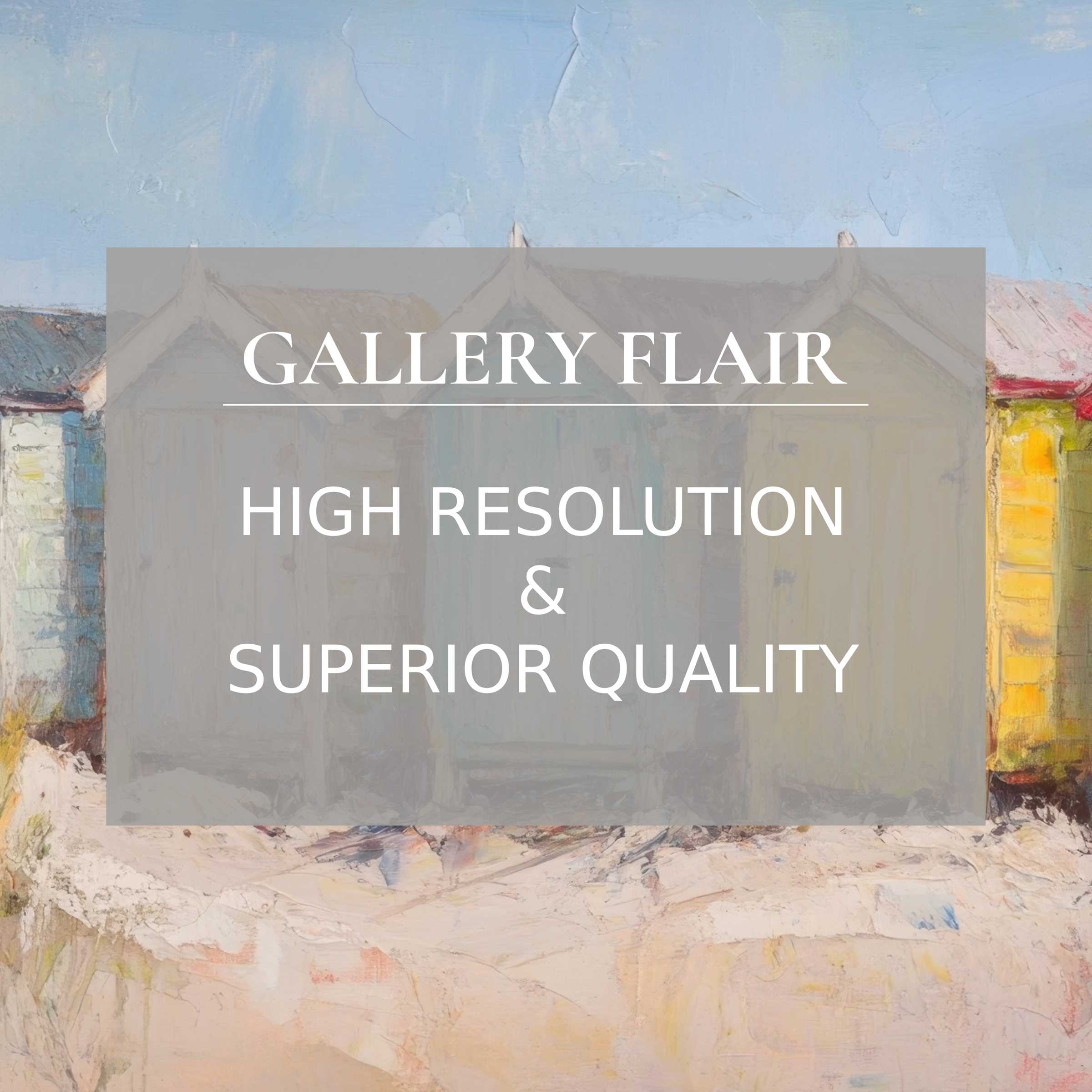 Elegant abstract beach huts painting high-resolution wallpaper for Mac and PC digital download inspiring calm in any workspace