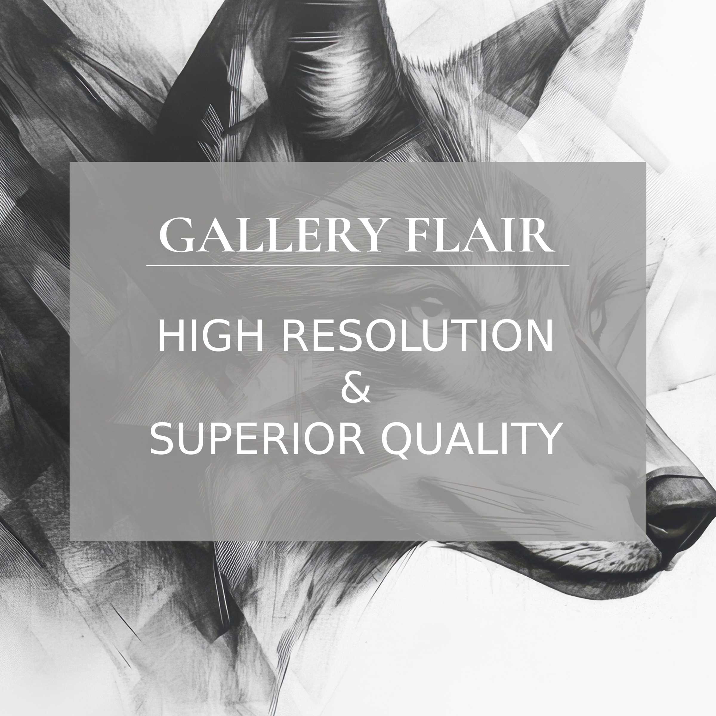 Strategically designed black and white fox artwork offers a high-resolution wallpaper for Mac and PC; perfect for an inspiring digital download for your curated workspace